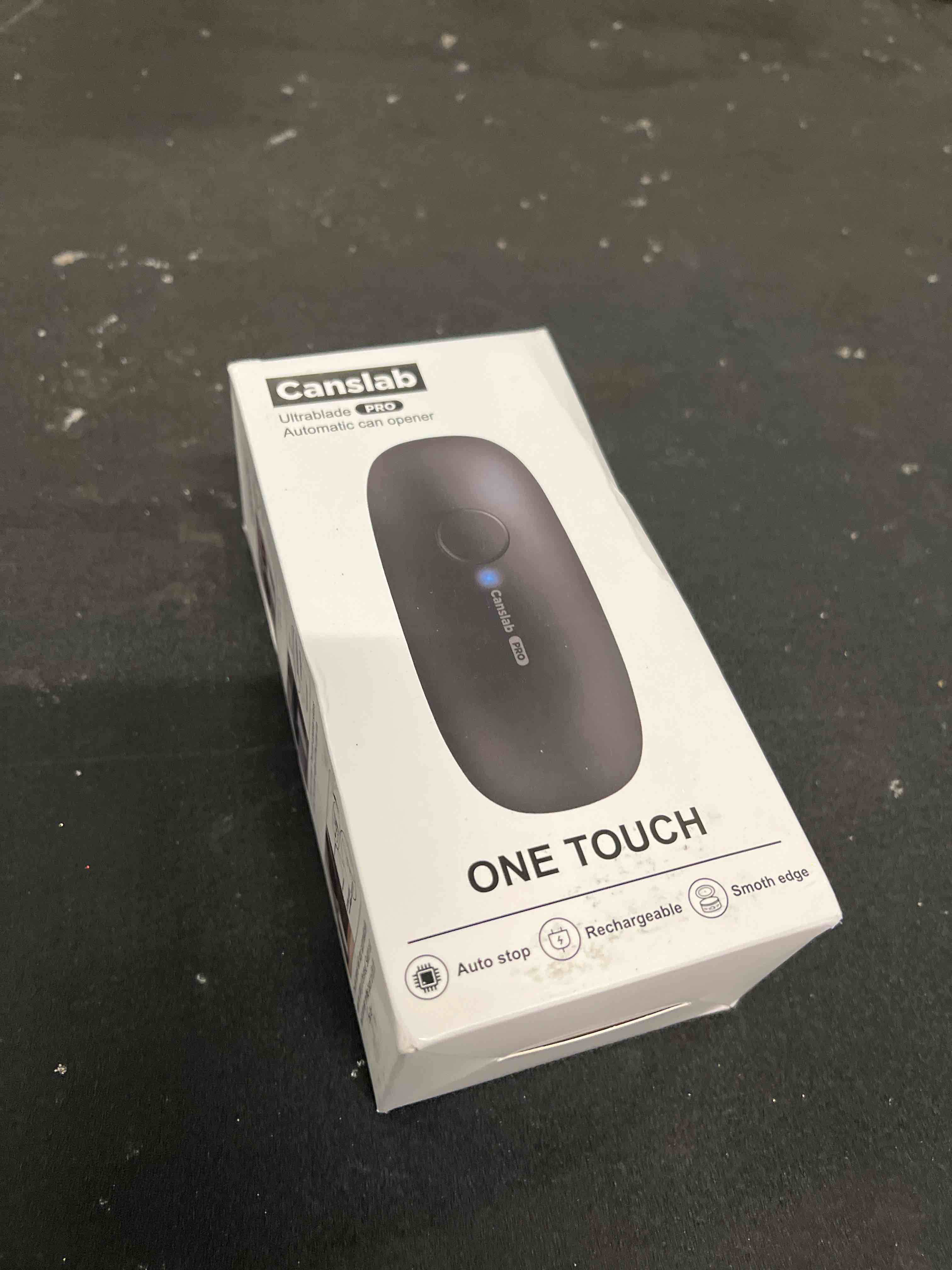 Condition photo showing As Is for Canslab Ultrablade PRO Auto Stop Can Opener - Rechargeable Electric Can Opener for Kitchen for Seniors with Arthritis - One Touch Side Cut Opener, Smooth Edge, Handfree, Wall Mounted Small Size, Black