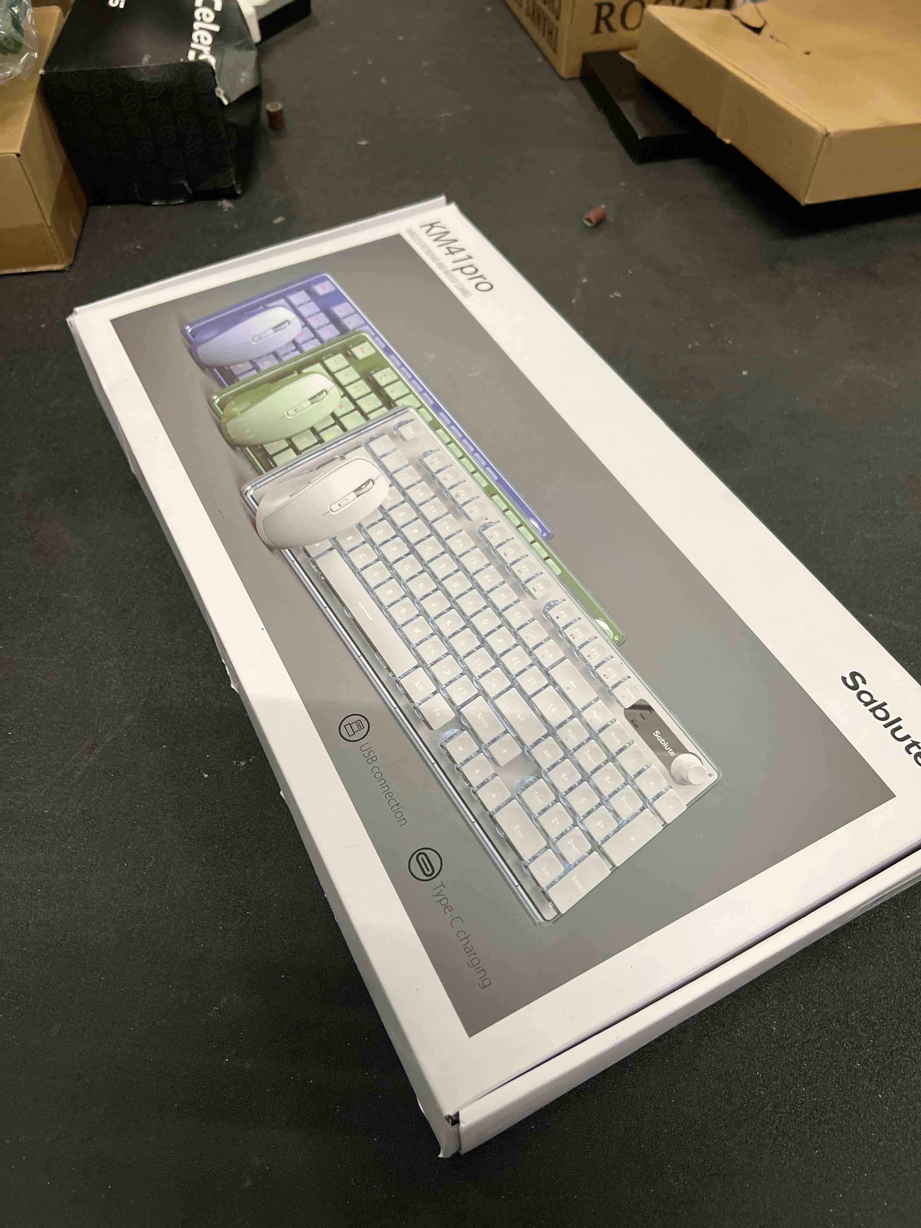 Condition photo showing As Is for Wireless Keyboard and Mouse Combo - 9 Backlit Effects, Wrist Rest, Double-Shot Keycaps, Metal Panel, Long-Lasting Rechargeable, 2.4G Keyboard Mouse Set for Windows Mac PC Laptop – Sablute (White)