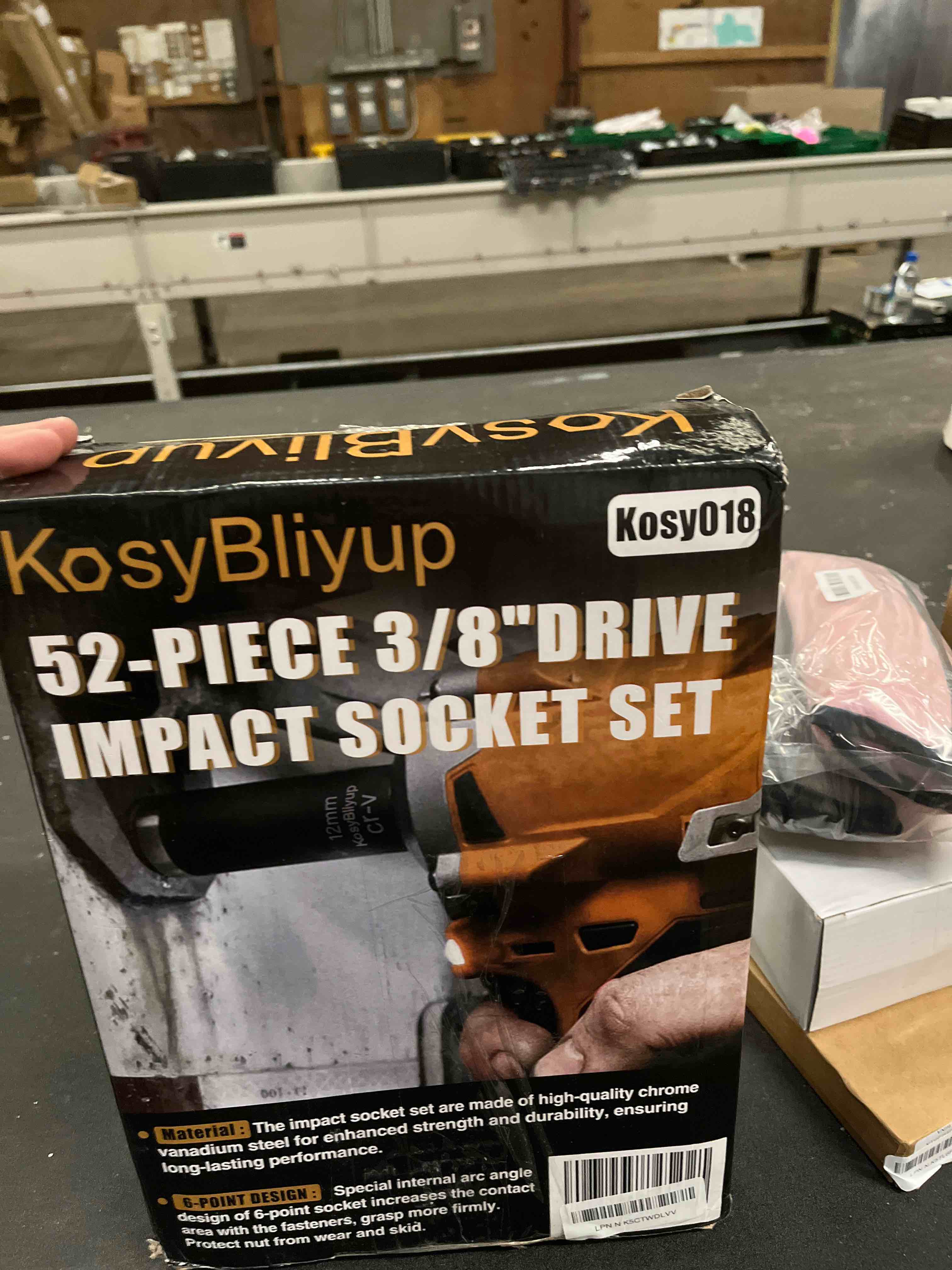 Condition photo showing Good Condition for 3/8" Drive Impact Socket Set, 52-Piece, Deep/Shallow, Standard SAE (5/16 to 3/4 inch) and Metric (8-22mm) Size, with Adjustable Ratchet Handle, Extension Bars, Cr-V Steel, 6 Point