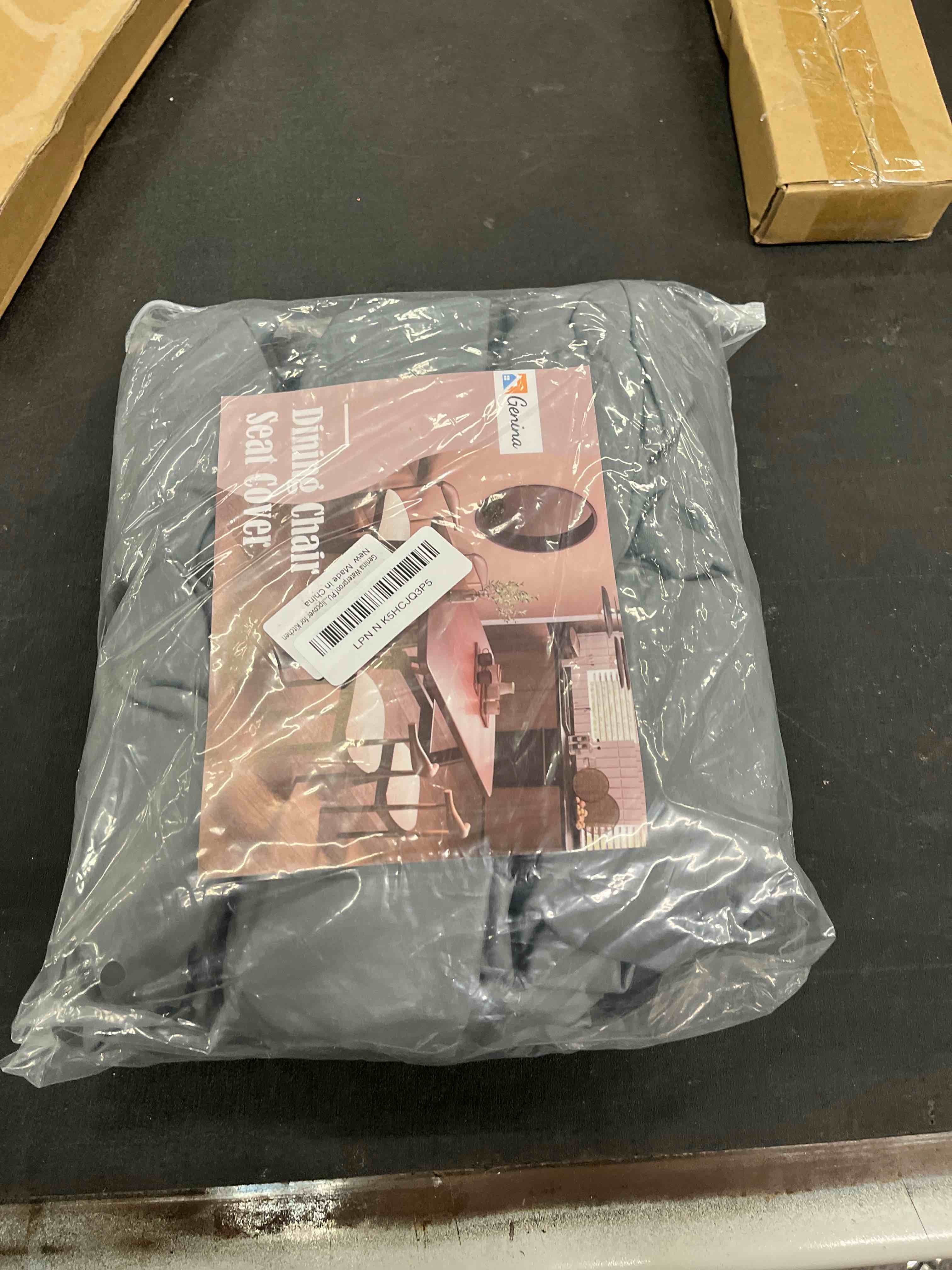Condition photo showing Good Condition for Genina Waterproof PU Leather Seat Covers for Dining Chairs,Chair Seat Covers Set of 6, Stretchable Dining Room Chair Seat Covers for Chair Protector Slipcover for Kitchen Dark Gray Standard 6PCS