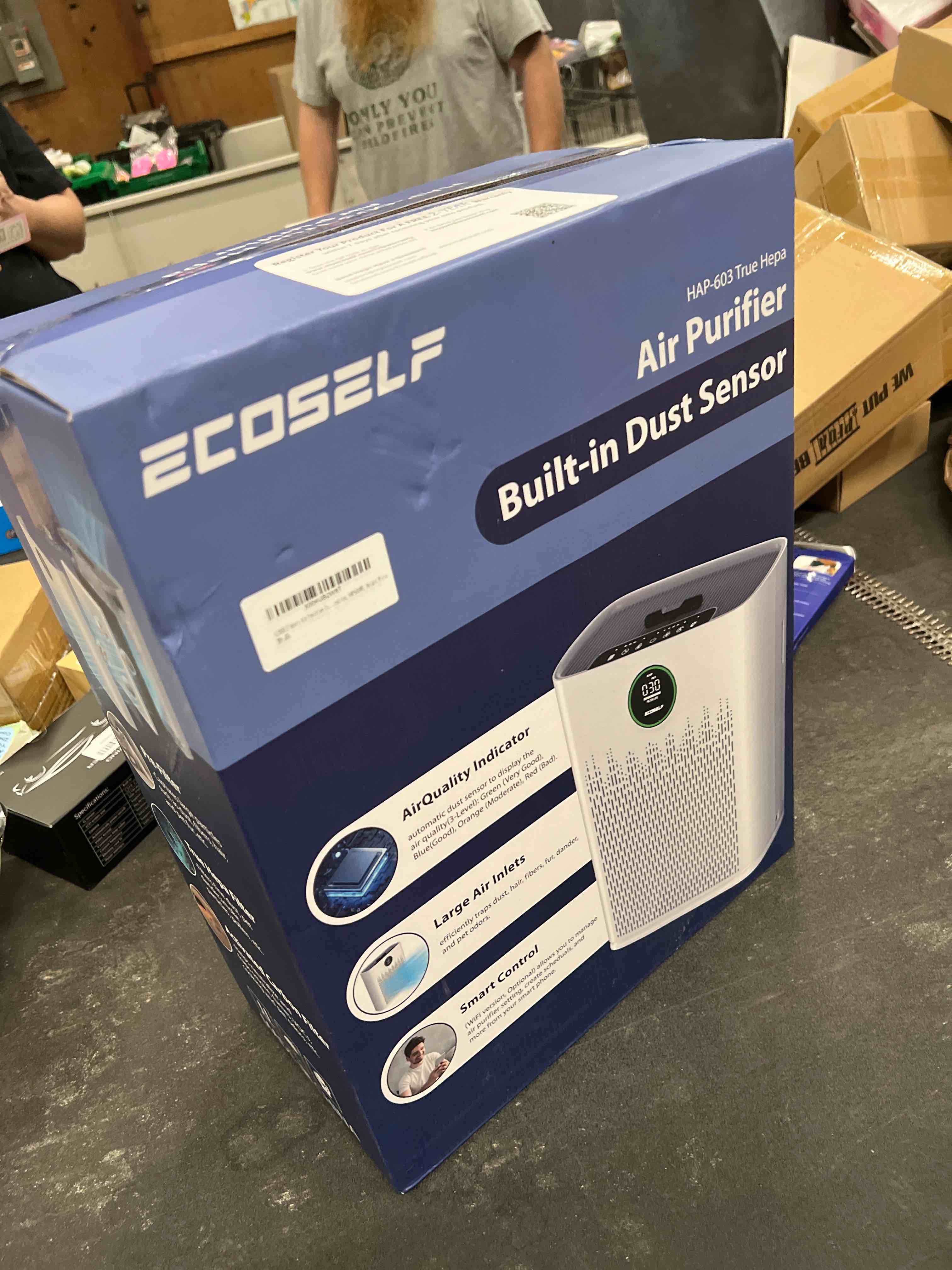 Condition photo showing As Is for Smart Air Purifier for Home Large Rooms, with WiFi Control, Covers Up to 2400 Ft², Smart Mode, AQI Display, 22dB Sleep Mode & Aromatherapy with 2X-Power Filtration, HAP603WF, Bright White