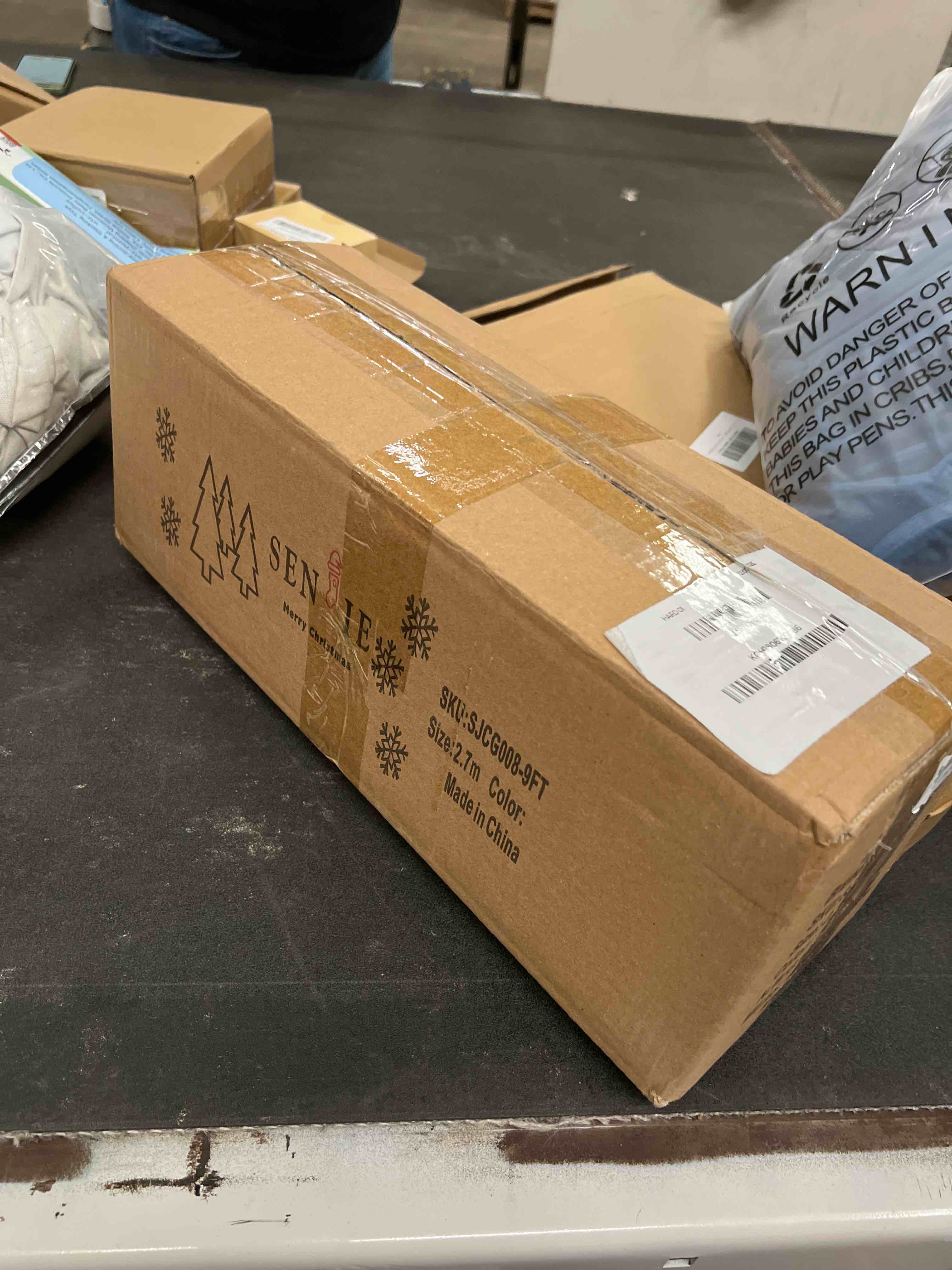 Condition photo showing As Is for 9FT Christmas Garlands Norfolk Pine Garland Real Touch Artificial Faux Greenery Garland for Holiday Indoor Outdoor Decor 9FT 1