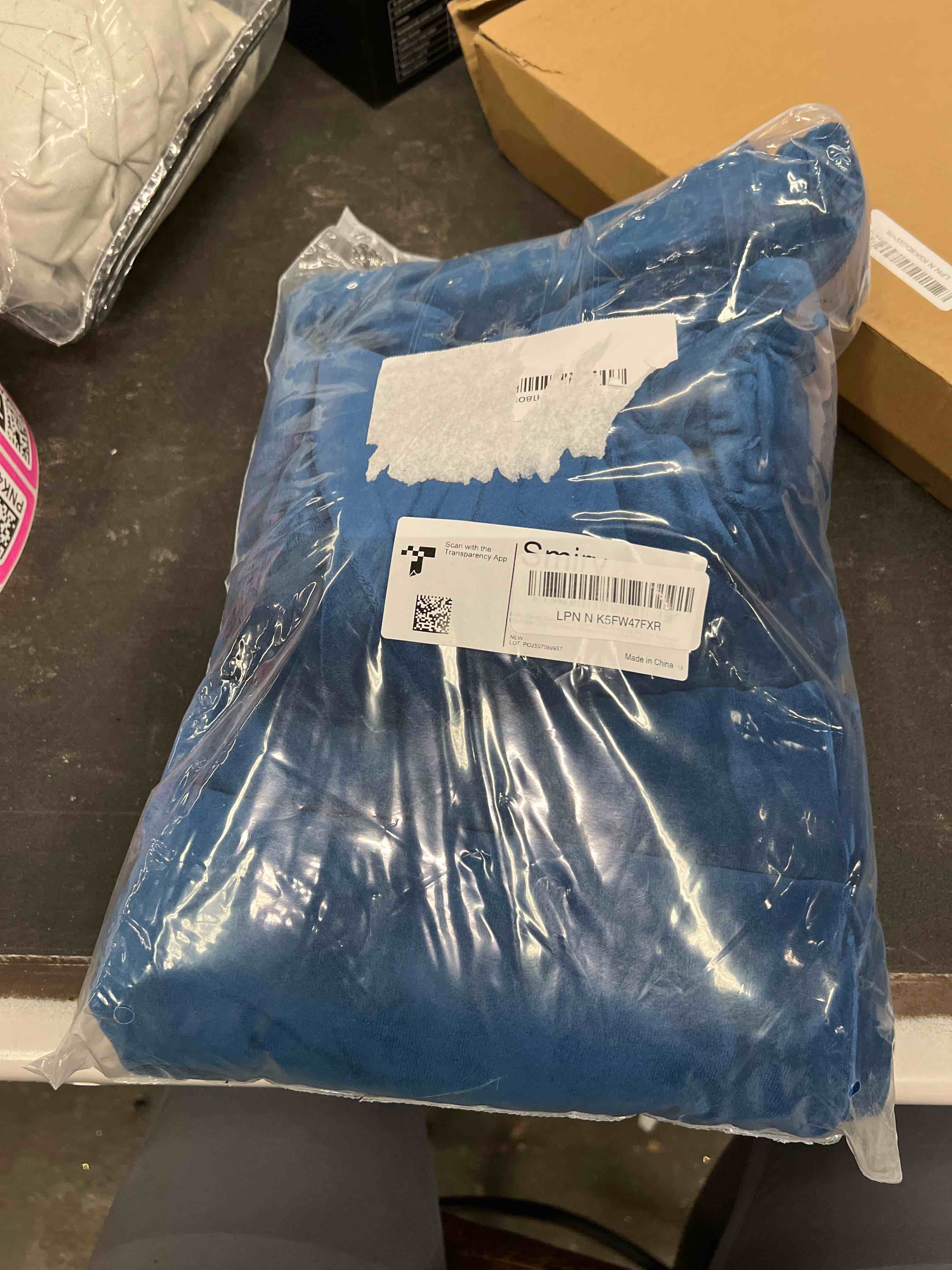 Condition photo showing As Is for Smiry Velvet Stretch Chair Covers for Dining Room Set of 6, Soft Fit Removable Washable Kitchen Parsons Chair Slipcover Protector, Federal Blue Set of 6 Federal Blue