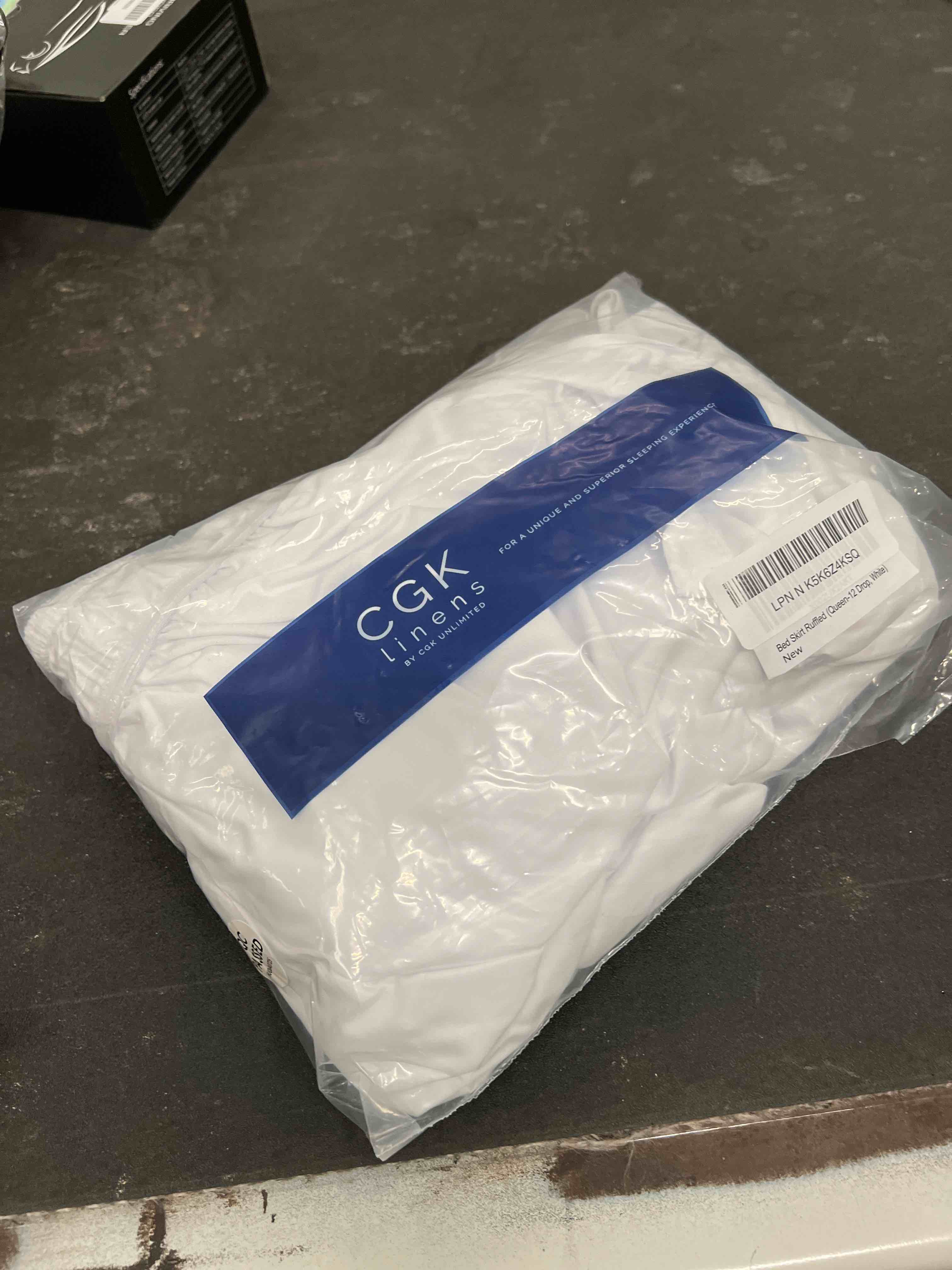 Condition photo showing As Is for Wrap Around Dust Ruffle Bed Skirt - White - for Queen Size Beds with 12 Inch Drop - Easy Fit Elastic Strap - Adjustable Pleated Bedskirt w/Brushed Fabric - Wrinkle Free - for Women, Men, Kids & Teens Queen 12" - Drop 01 - White