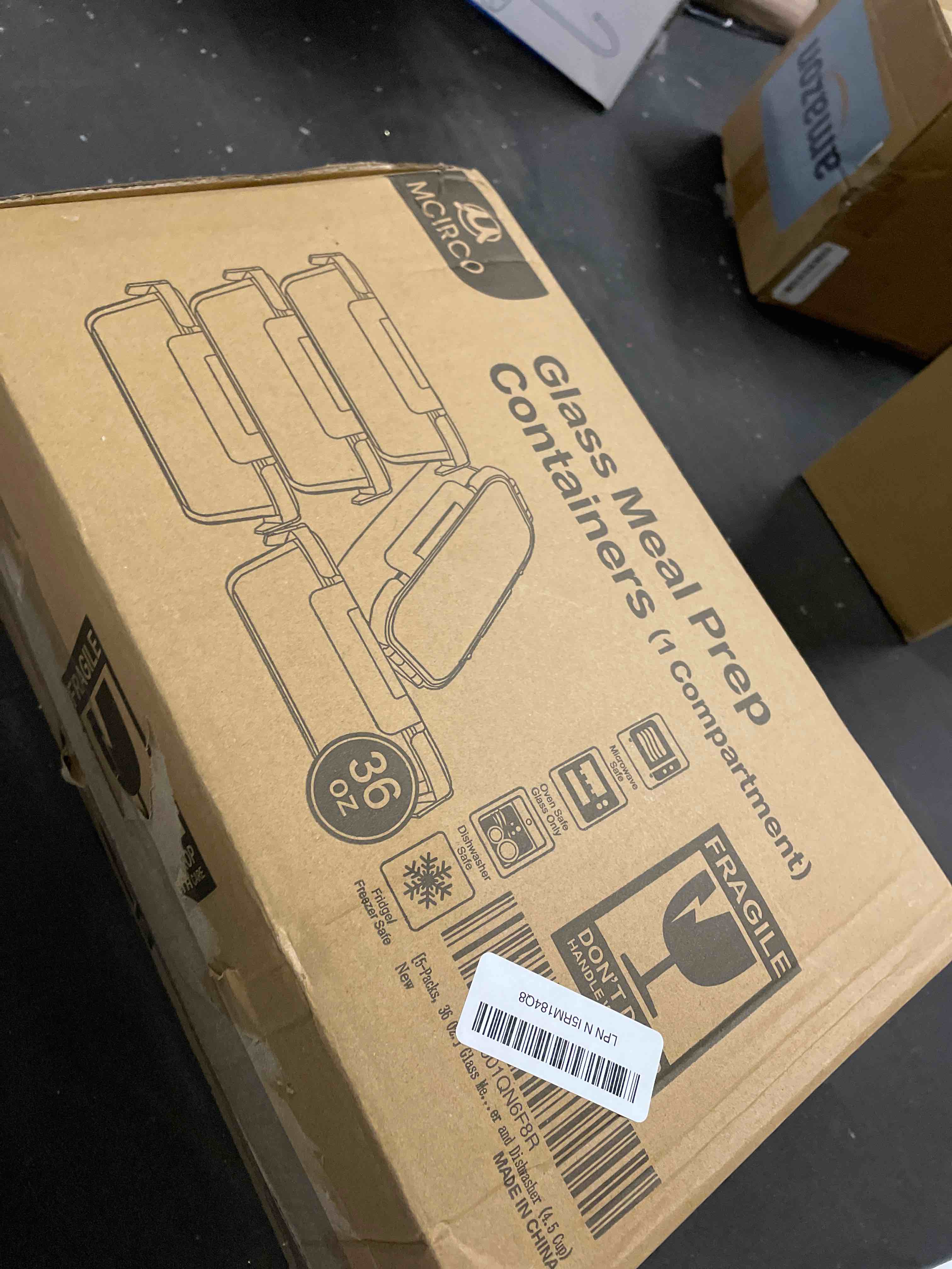 Condition photo showing Good Condition for M MCIRCO [5-Packs, 36 Oz Glass Meal Prep Containers with Snap Locking Lids Glass Food Containers,Airtight Lunch Container,Microwave, Oven, Freezer and Dishwasher (4.5 Cup) Gray