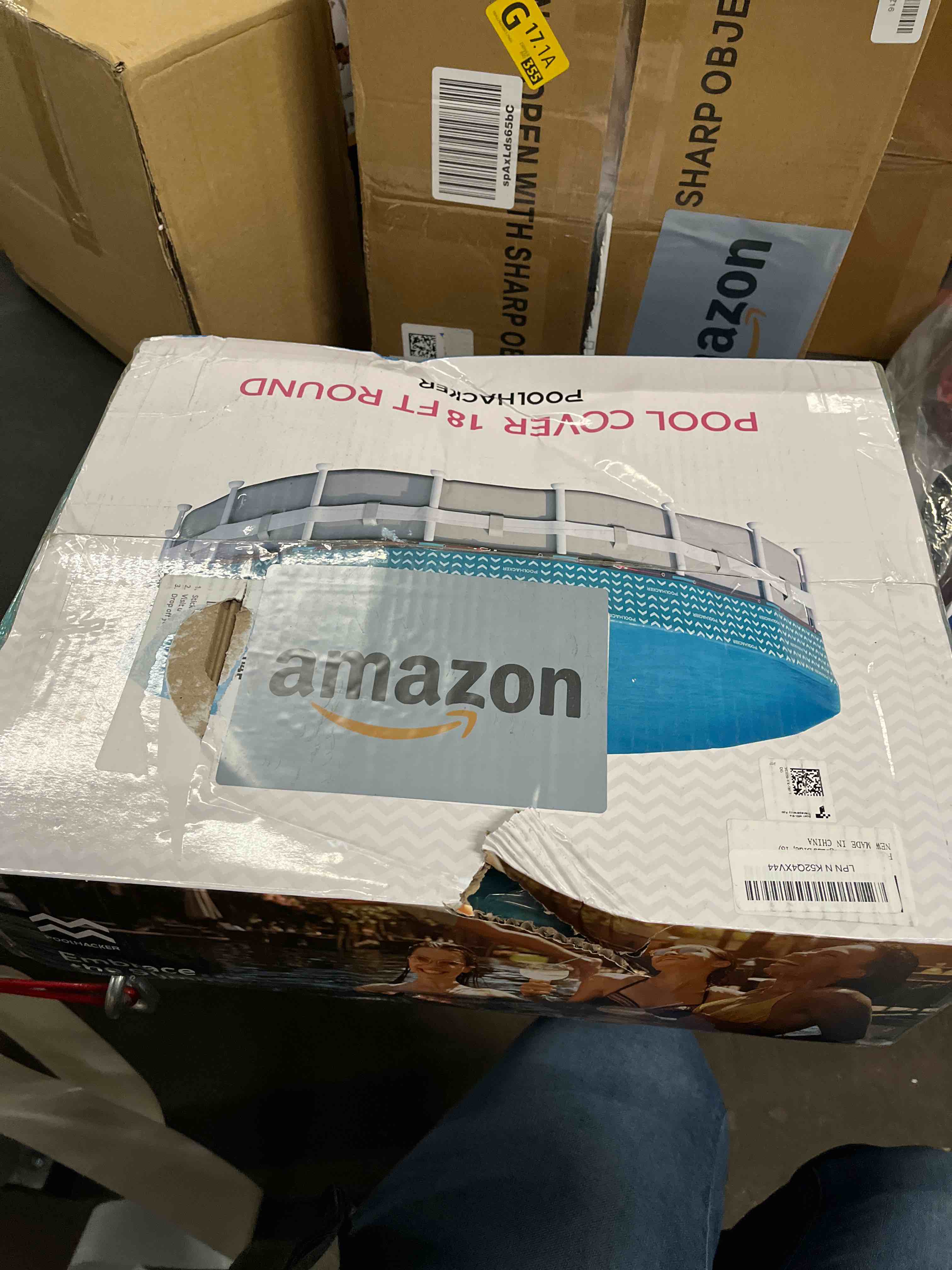 Condition photo showing Good Condition for POOLHACKER ?2025 Upgrade? 18 ft Winter Pool Cover - 18ft Round Above Ground, 500D Thick & Durable Winter Pool Cover, Upgraded with Velcro, Cable and Pulley System for a Windproof, Secure Fit 18FT Seaglass Blue