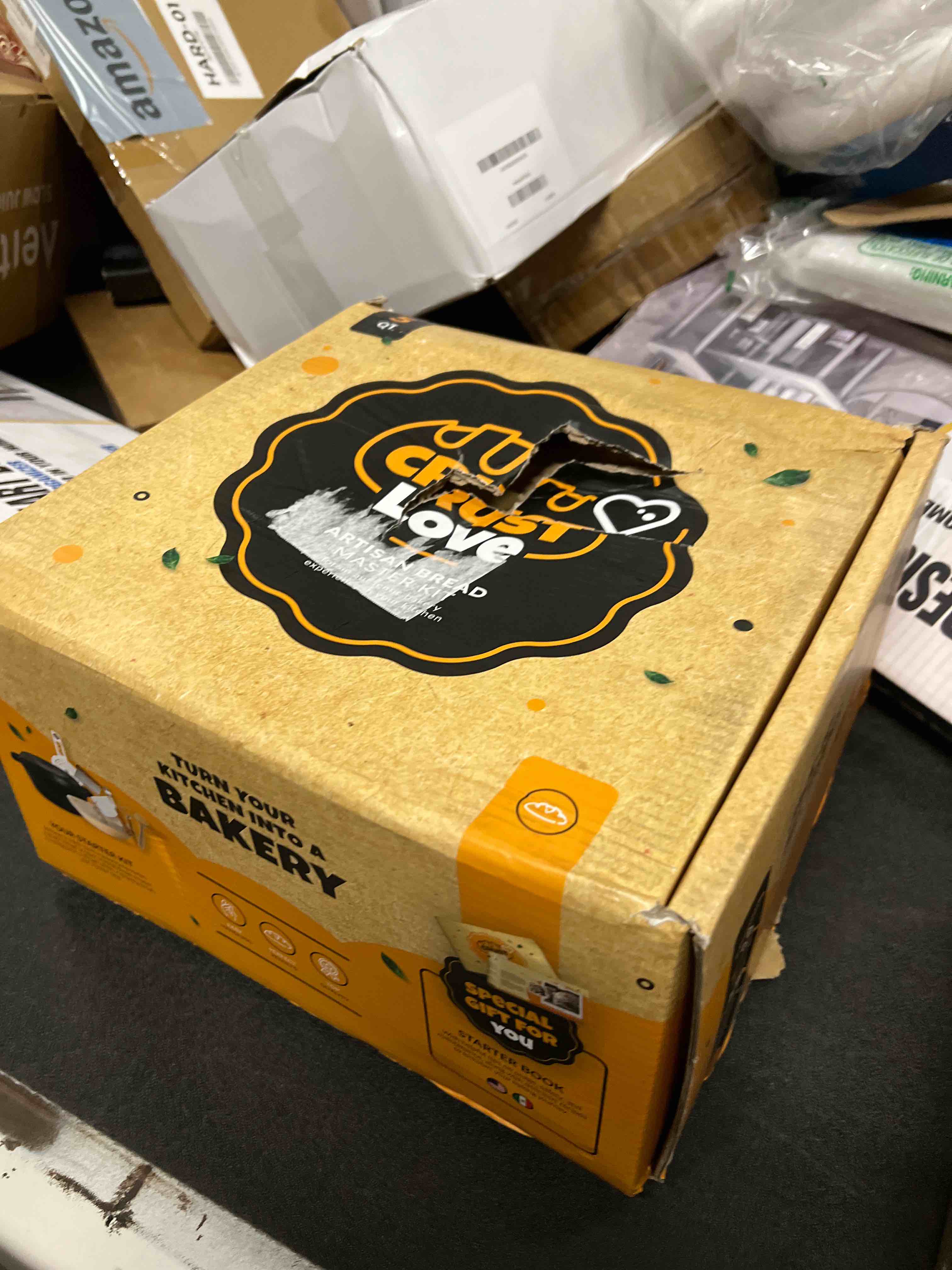 Condition photo showing Good Condition for Cast Iron Dutch Oven for Bread Baking - incl. Sourdough Bread-Baking Supplies like Banneton Bread-Proofing Basket - 5QT Bread-Oven with Lid Bread-Making Kit Pan, Pot, Sour Sough Tools, Lame 5QT Dutch Oven