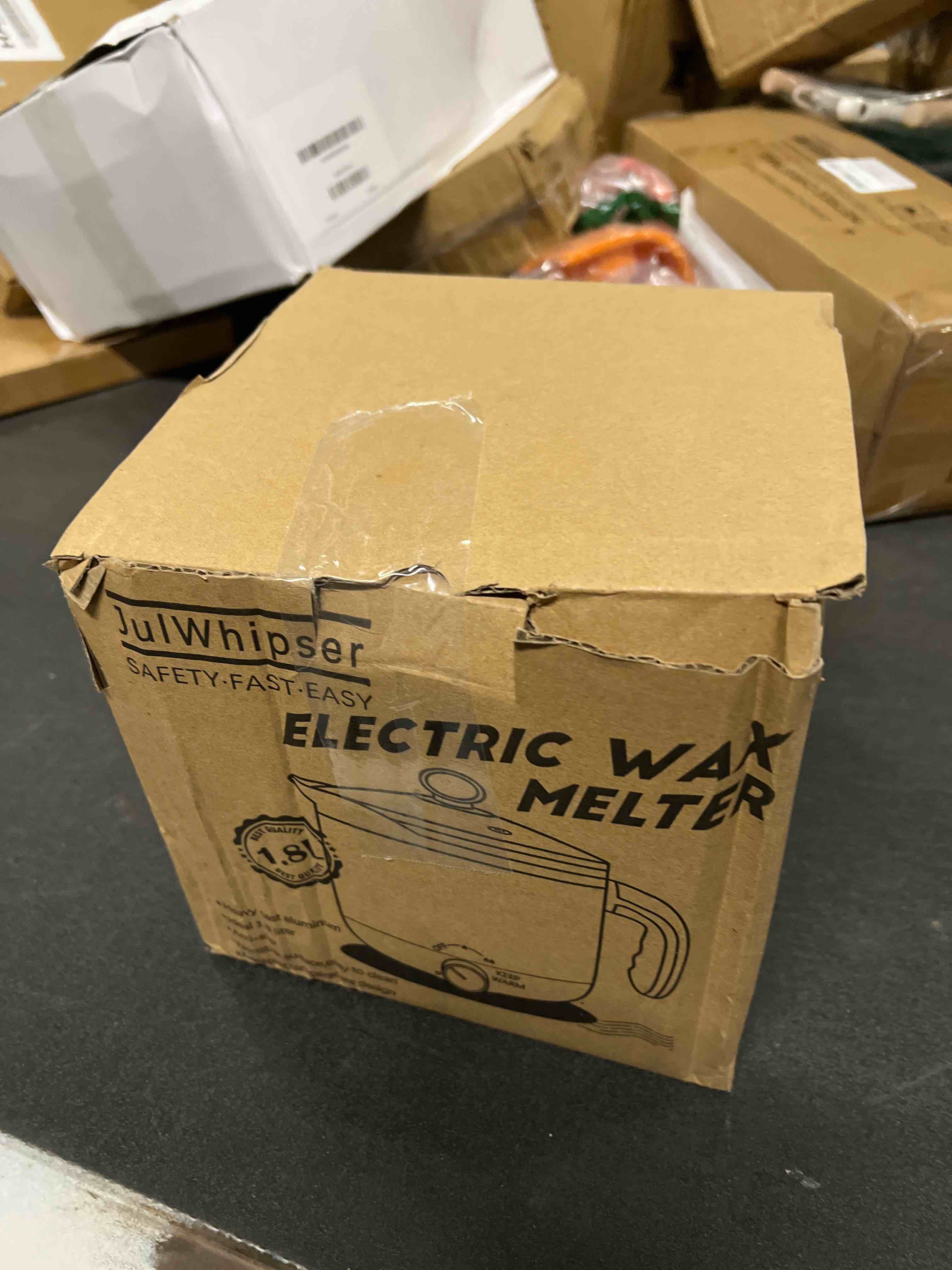 Condition photo showing Good Condition for Aroparc Wax Melter for Candle Making Large 1.8L/60oz Electric Wax Melting Pot with Pouring Spout, Non-Stick Easy to Clean & Keep Warm - Wicks, Wick Stickers, Centering Tools, Spoon 60oz Wax Melting Pot with Accessories