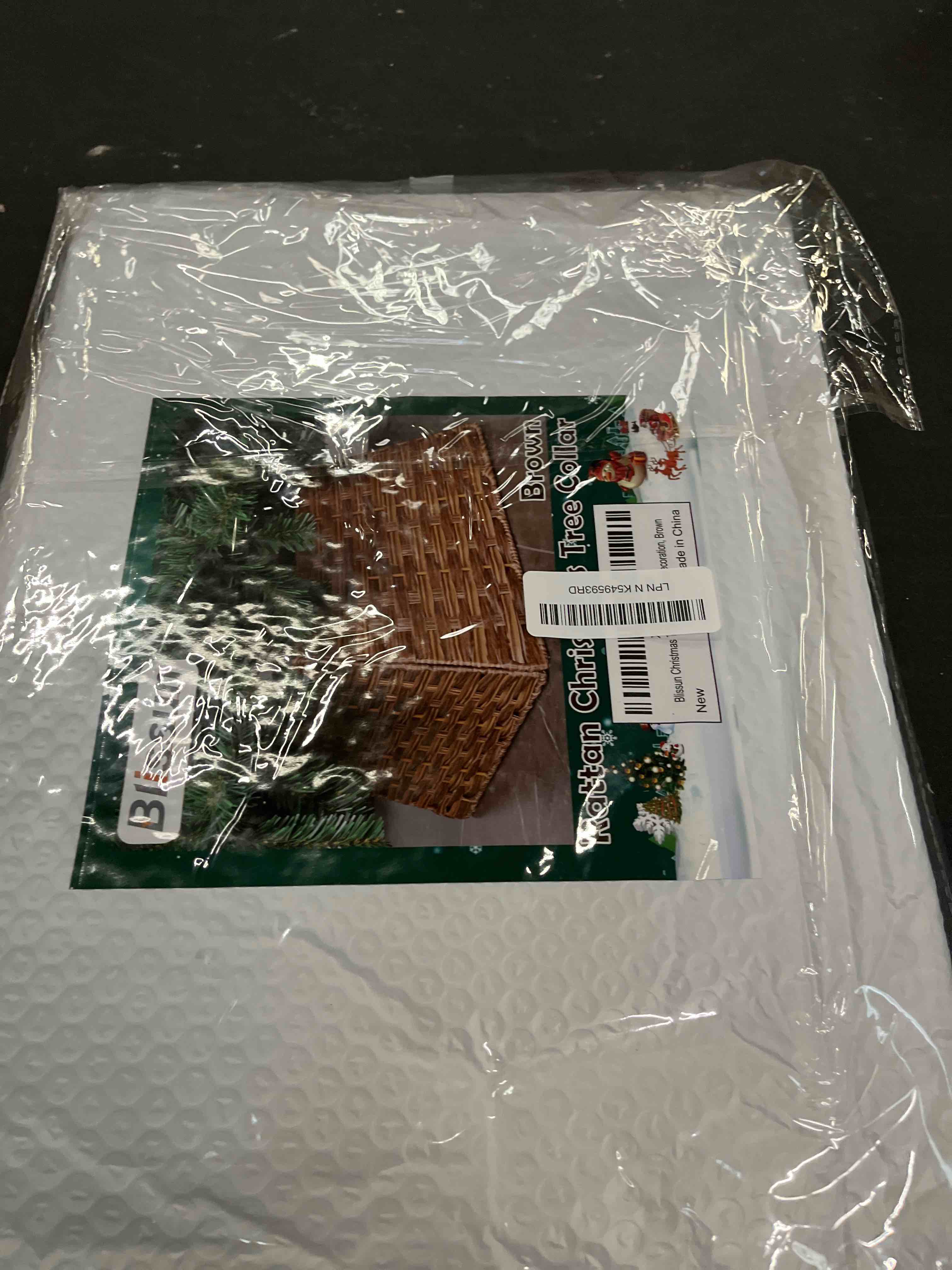 Condition photo showing Good Condition for Blissun Christmas Tree Collar, Plastic Rattan Xmas Tree Ring, Farmhouse Christmas Tree Collar, Christmas Tree Skirt for Artificial Christmas Trees Decoration, Brown