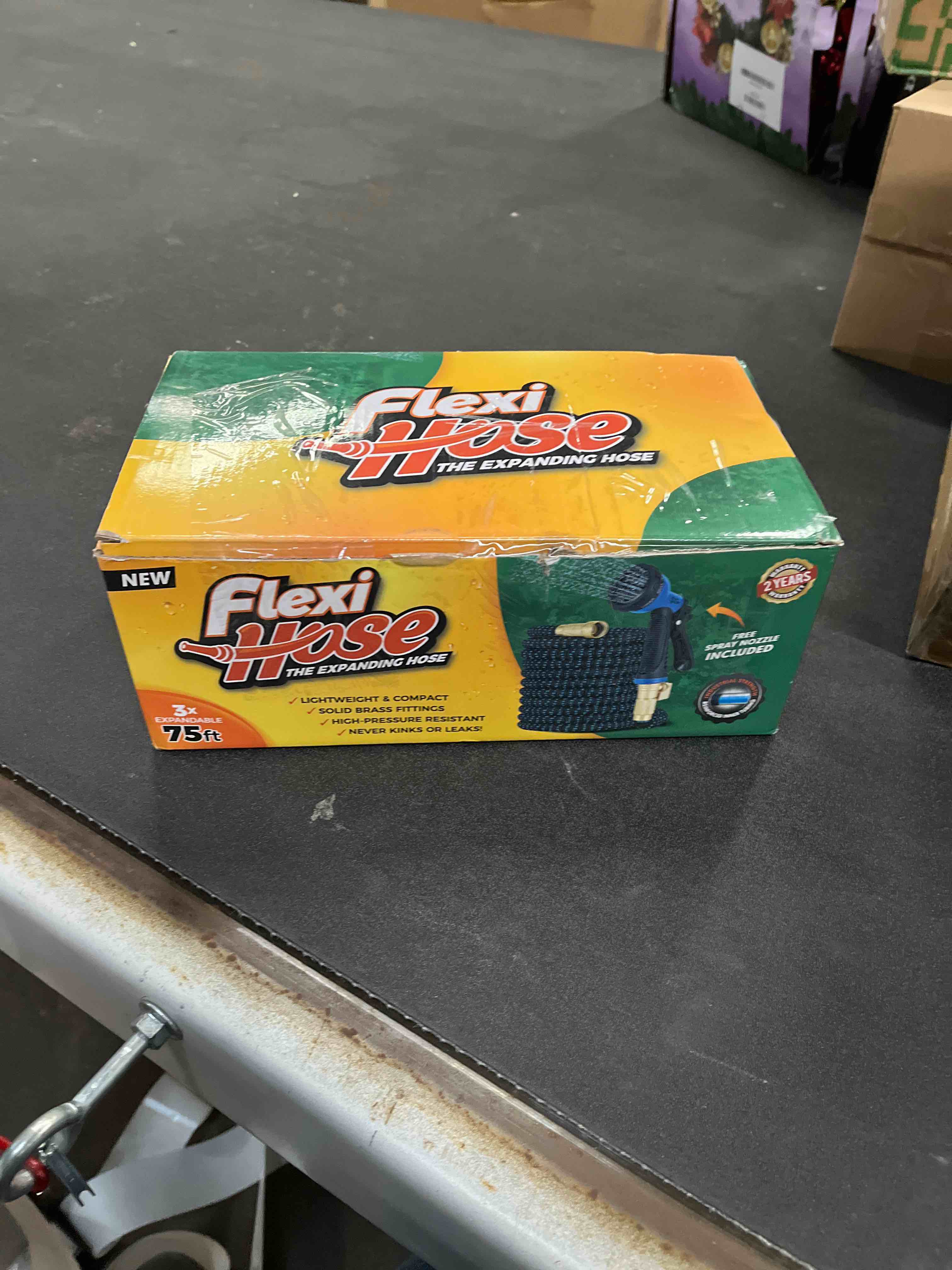 Condition photo showing Good Condition for Flexi Hose Expandable Garden Hose with 8 Function Nozzle, 75FT - Lightweight Retractable Garden Hose, Water Hose - No-Kink Flexibility, 3/4 Inch Solid Brass Fittings and Double Latex Core