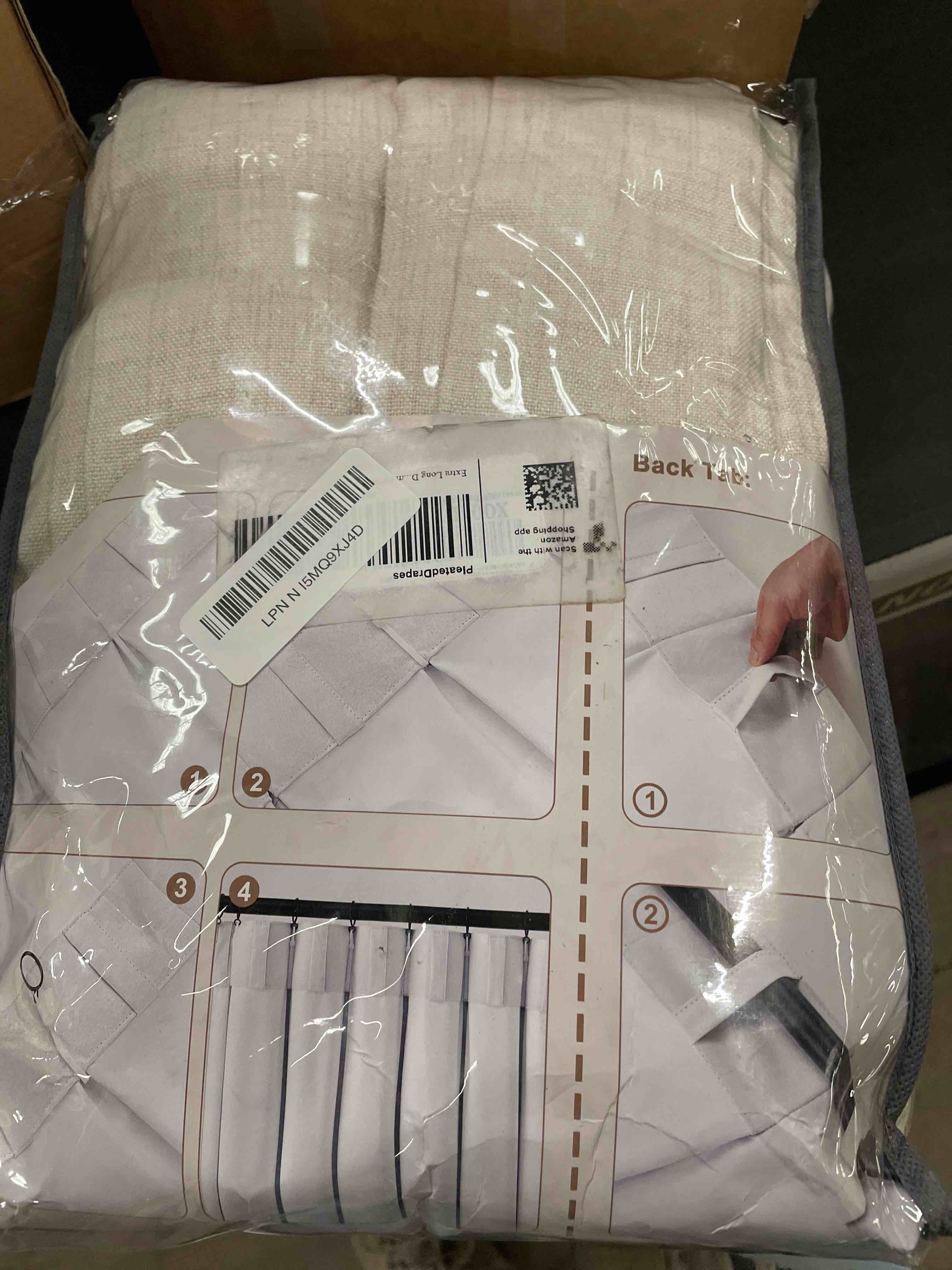 Condition photo showing Good Condition for Extra Long Drapes 108 Inches Long 2 Panels for Living Room, Modern Thick Flax Pleat Memory Shape Light Filtering 9 ft Lush Decor Floor to Ceiling Sheer Curtains with Hook&Rings Ivory Cream 40"Wx108"L Birch 40"W x 108"L( Pack of 2)