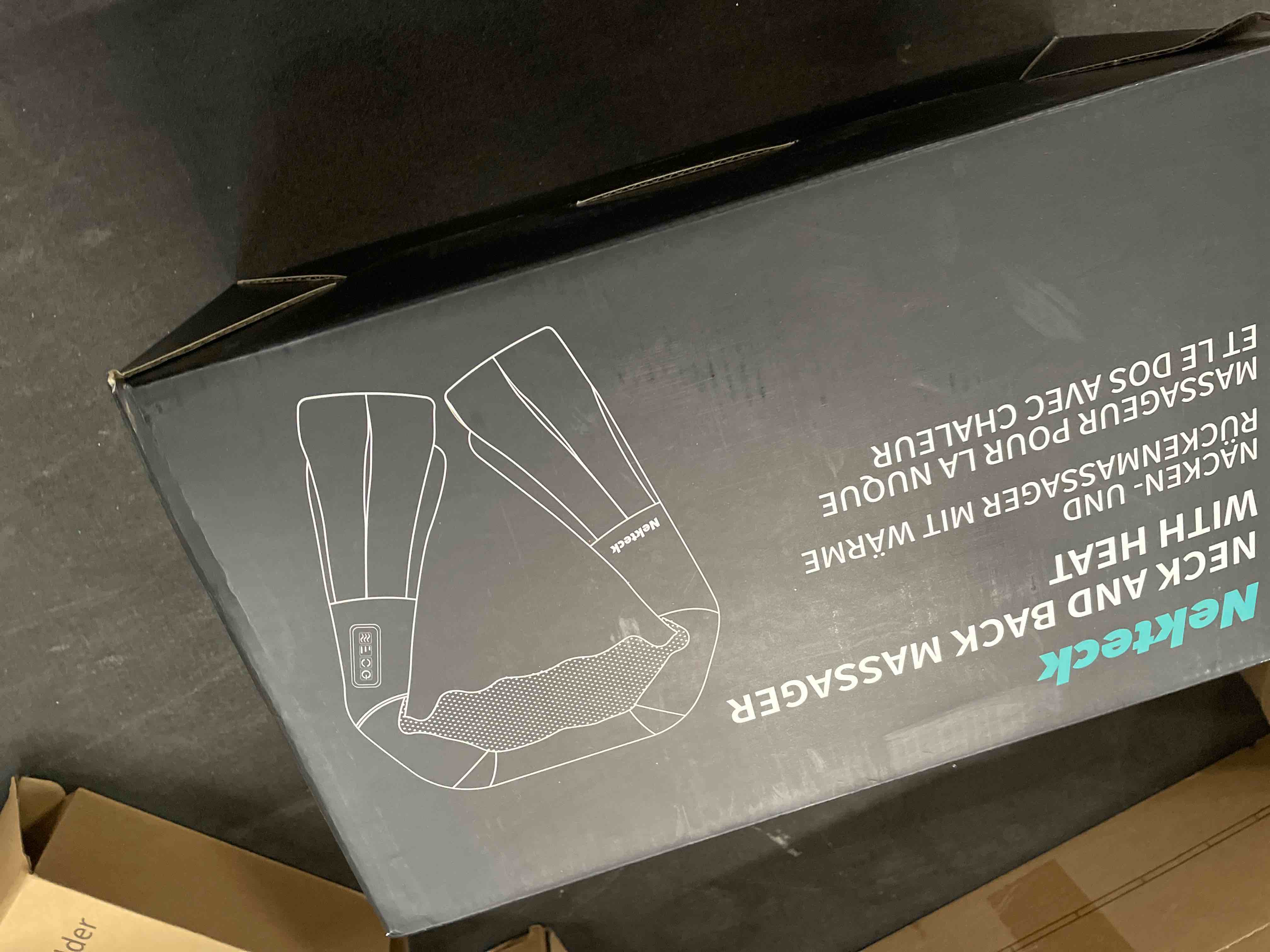 Condition photo showing Good Condition for Nekteck Shiatsu Neck Massager for Pain Relief Deep Tissue with Heat, 3D Kneading Massage Pillow Back Shoulder Massagerfor Body Muscle, Plug-in Use for Home Office Car, Gifts for Mom Dad Him Her Black