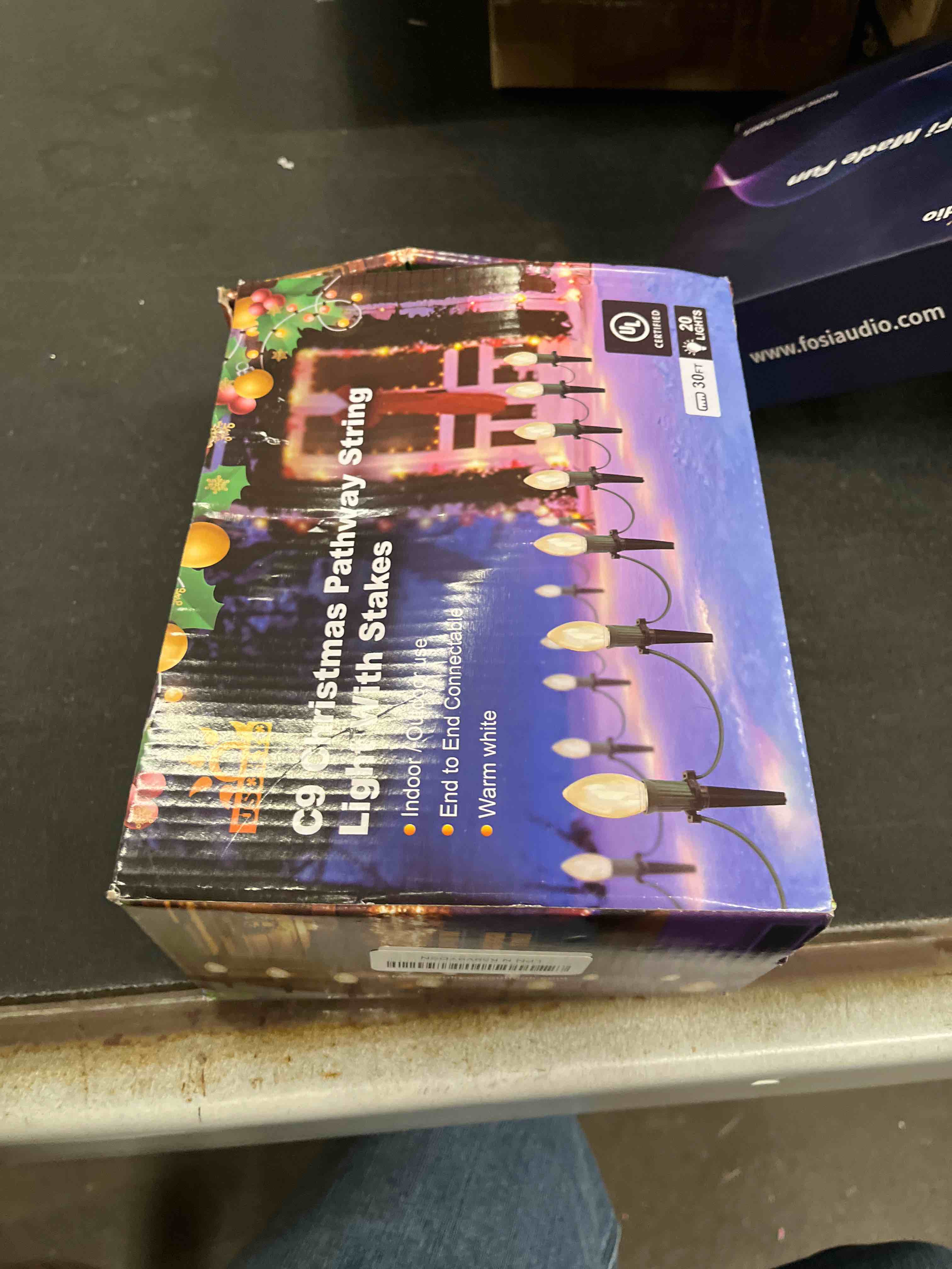 Condition photo showing Good Condition for 30Ft C9 Led 20 Bulbs Christmas Pathway Lights Outdoor, Warm White Led Bulbs Waterproof Connectable Christmas Walkway Lights with Stakes for Yard Lawn Sidewalk Driveway, Christmas Decorations Warm White 30Ft