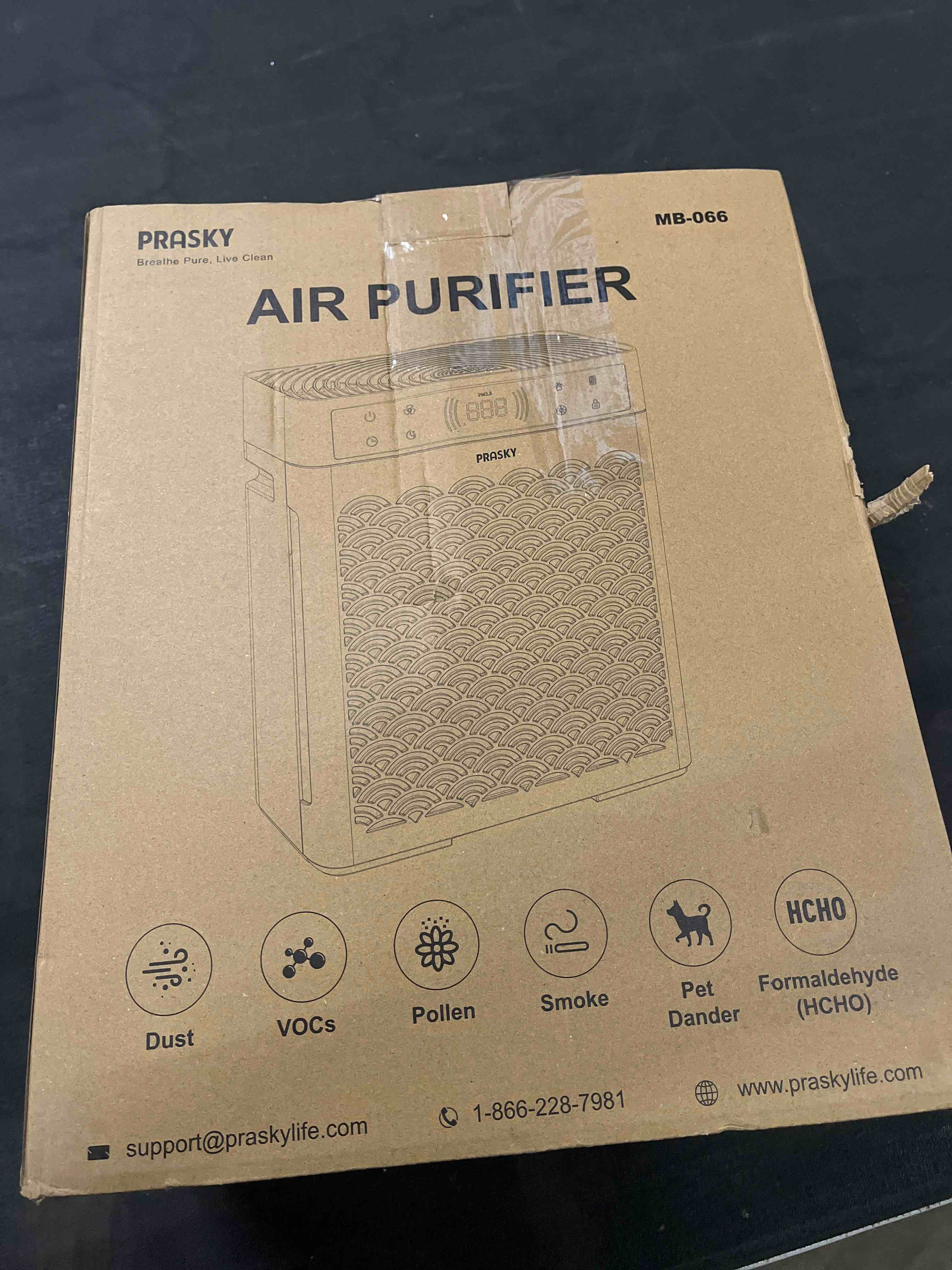 Condition photo showing Good Condition for Air Purifiers for Home Large Room up to 3000sq.ft, PRASKY HEPA Air Purifier & with Activated Carbon for Office, Bedroom, Dorm Room, Kitchen White