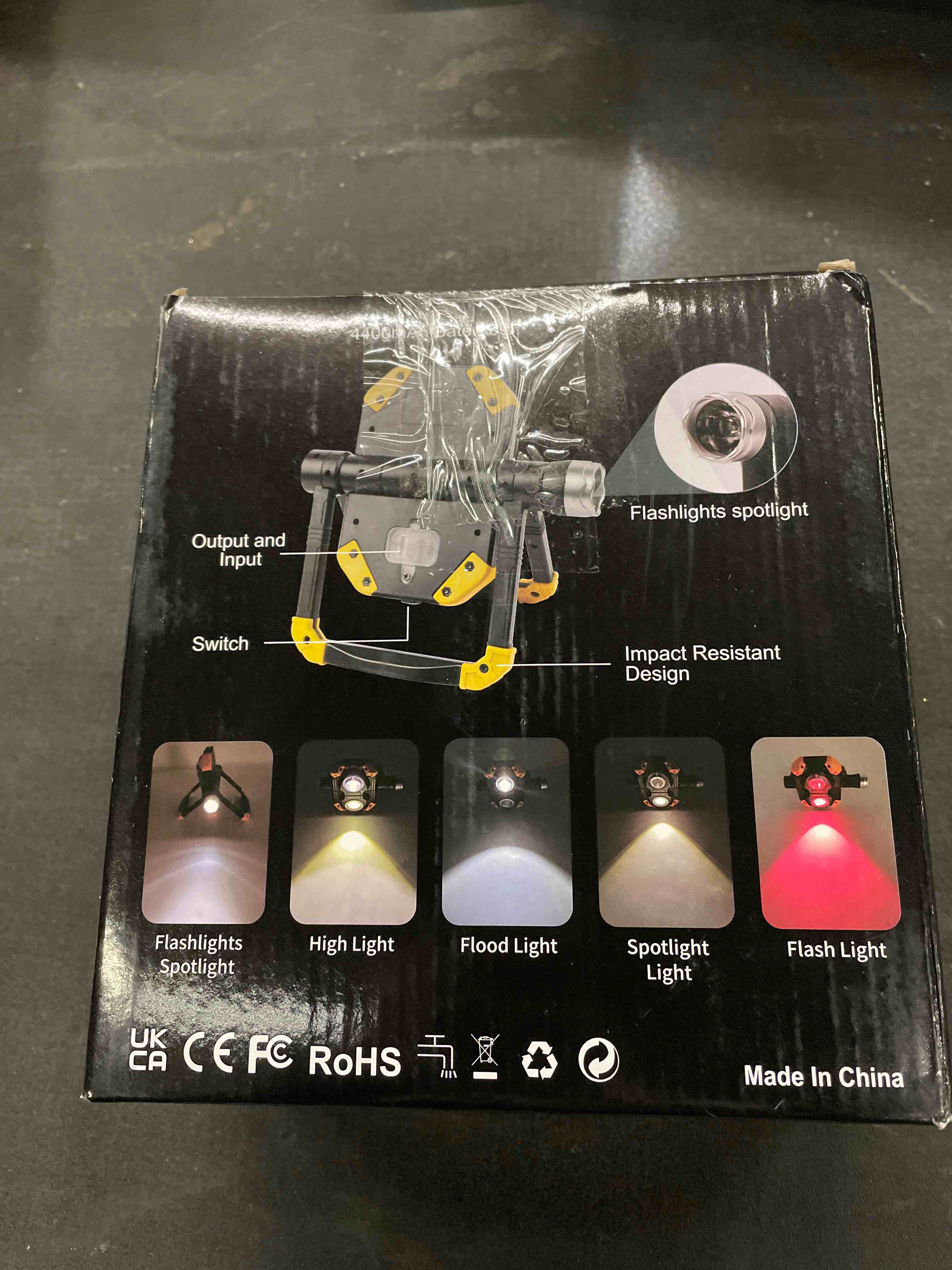 Condition photo showing Good Condition for 2 Pack 2500LM Magnetic Rechargeable Work Light, LED Work Light Rechargeable with 360° Rotation Stand & Foldable Design, 5 Lighting Modes Magnetic Flashlight for Car Repairing Camping Emergency Yellow