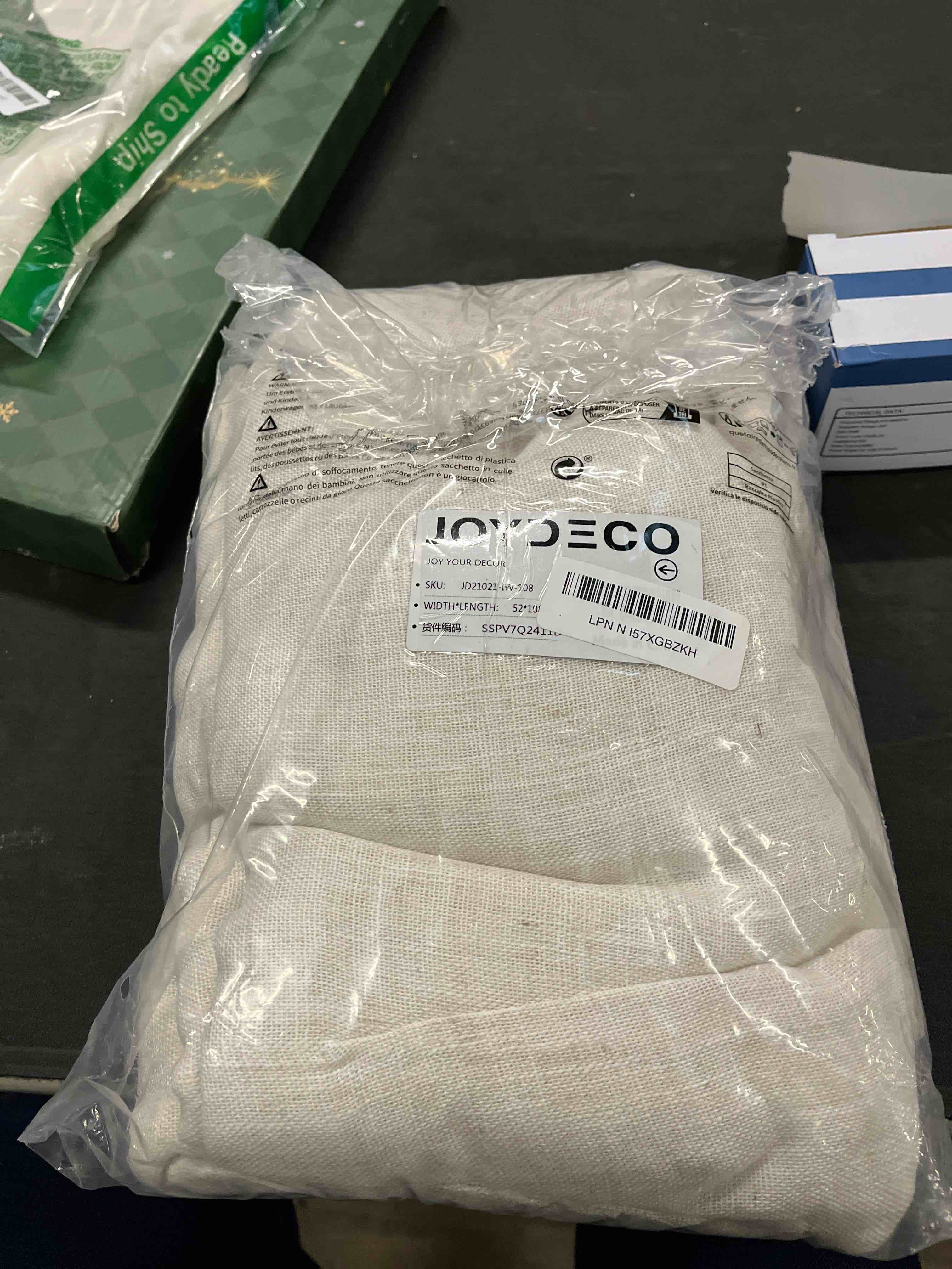 Condition photo showing Good Condition for Joydeco Curtains, 108 Inches Long, 2 Panels Set, Farmhouse Drapes for Living Room, Semi-Blackout, Linen-Polyester, Ivory on Linen, Rod Pocket Ivory on Linen 52"W x 108"L (Pack of 2)