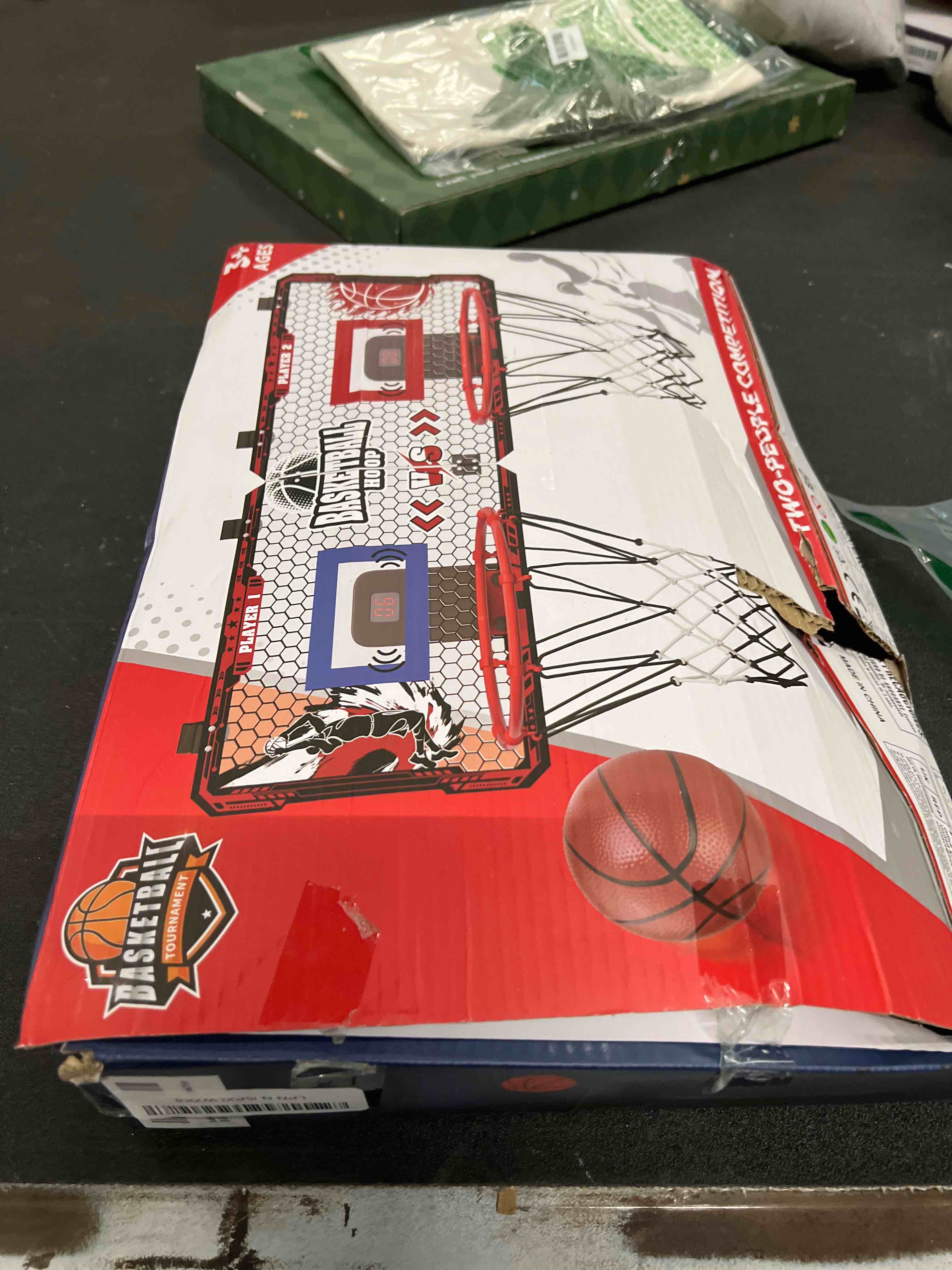 Condition photo showing Good Condition for OZMI Double Player Basketball Hoop Over The Door Indoor with Balls, Mini 2 Player Basketball Hoop with Sound? LED Scoreboard?2 Modes, Kids Boys Toys for 3 4 5 6 7 8 9 10 11 12 Year Old
