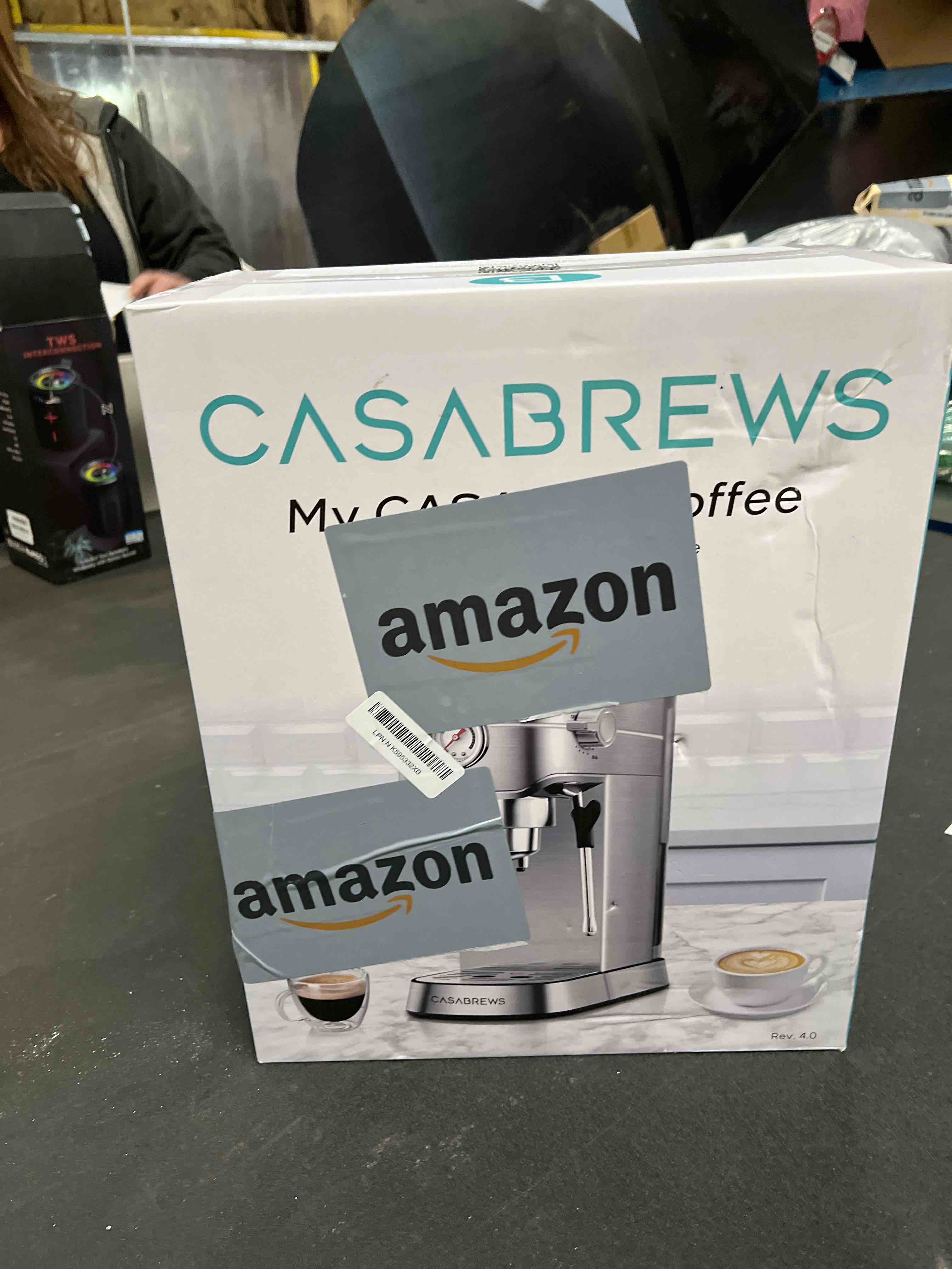 Condition photo showing Good Condition for CASABREWS CM5418 Espresso Machine 20 Bar, Compact Espresso Maker with Steam Milk Frother, Stainless Steel Coffee Machine with 34oz Removable Water Tank for Cappuccino, Latte, Silver A-Silver Button