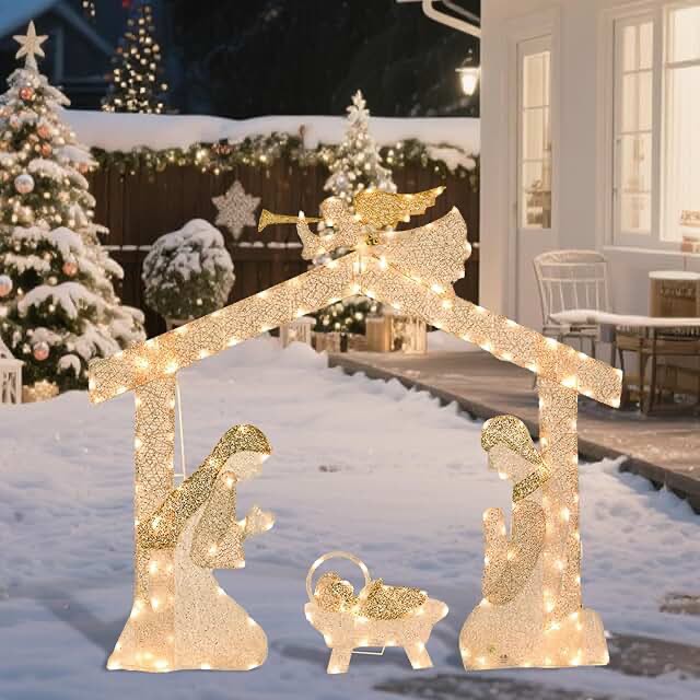 5ft lighted 2d nativity scene outdoor christmas decoration