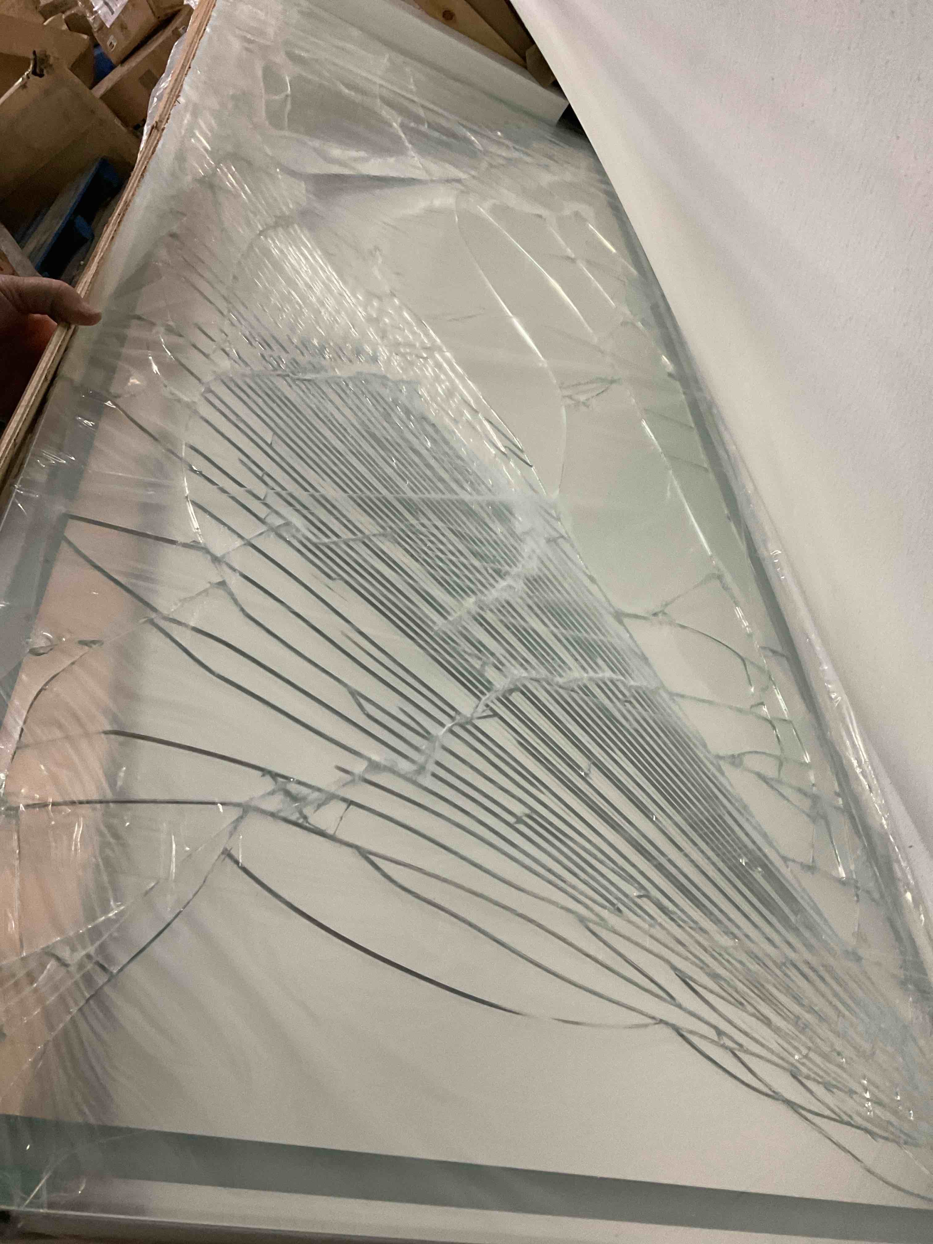 Condition photo showing Good Condition for (BROKEN) Oakleaf Modern Contemporary Lighted Full Length Mirror