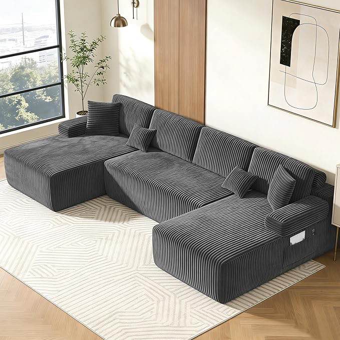 126.2" modular couch u-shaped cloud comfort sectional sofa with double chasie