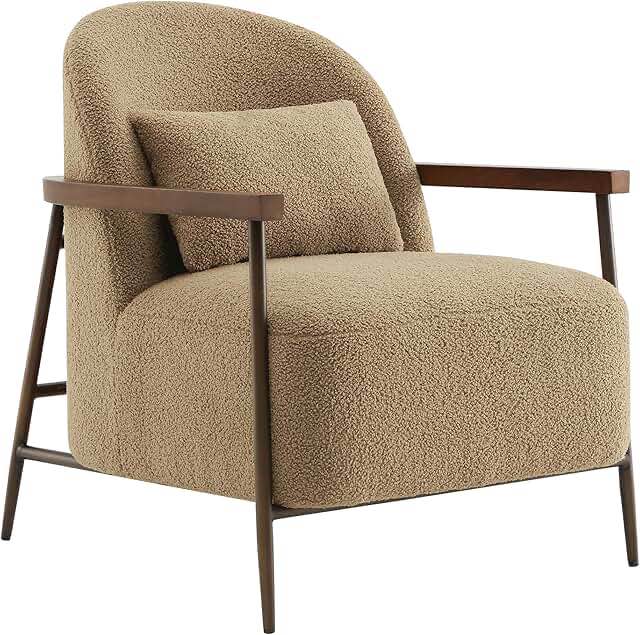 Ashwanth 27" Wide Upholstered Faux Sherpa Accent Chair With Lumbar Pillow
