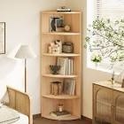 66.9in H X 17.2in W Wood Fan-Shaped Bookcase 6-Tier Storage Corner Shelf