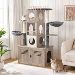 cat tree with litter box enclosure, cat tower with hidden litter box, cat furniture for indoor cats