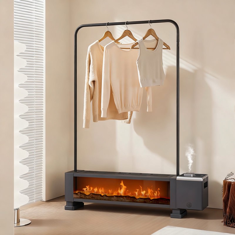 1800w Electric Baseboard Heater With Realistic 3d Flame, Remote Control, 12h Timer, Adjustable Thermostat, Quiet Portable Indoor Space Heater For Bedroom Home