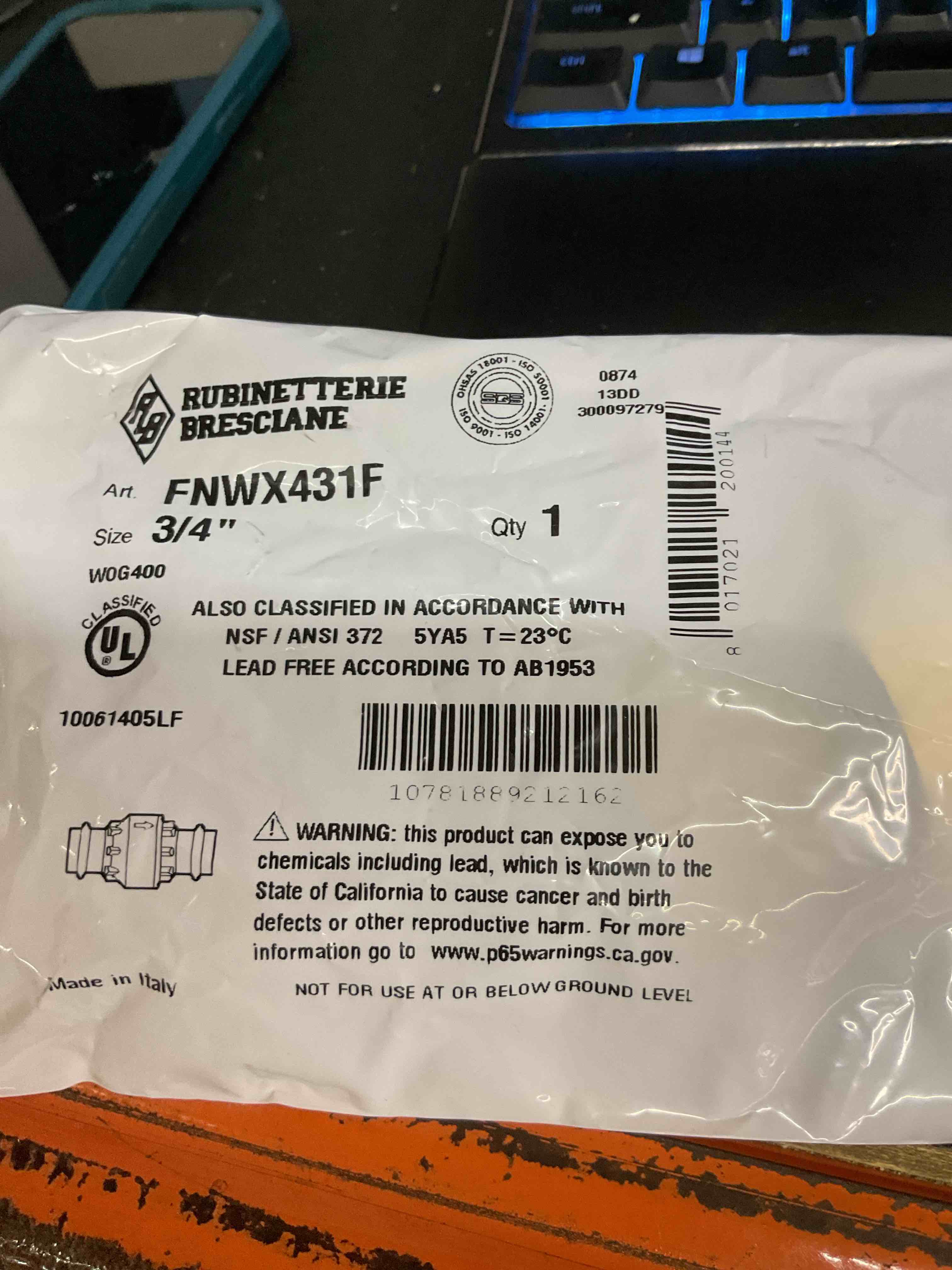 rubinetterie bresciane 3/4 water service check valve with press end