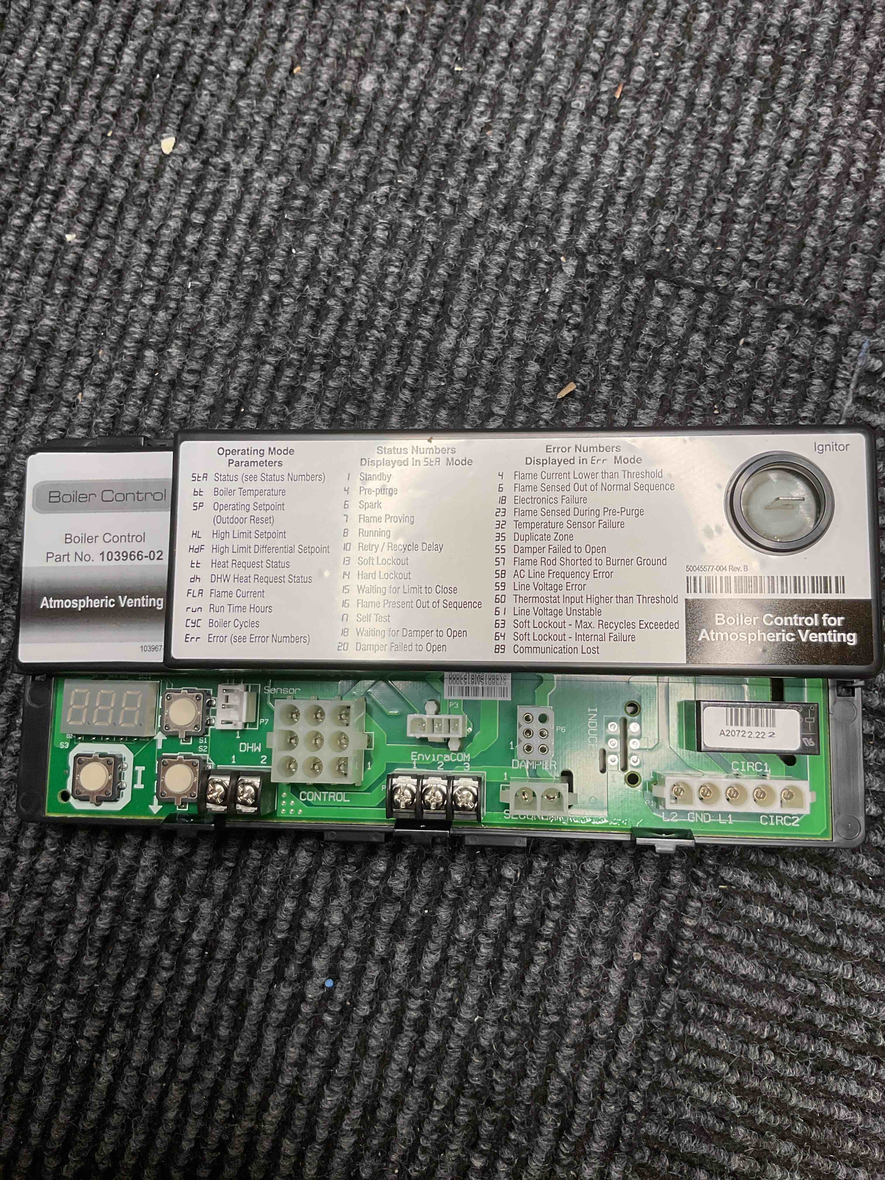  burnham 103966–02 boiler control board
