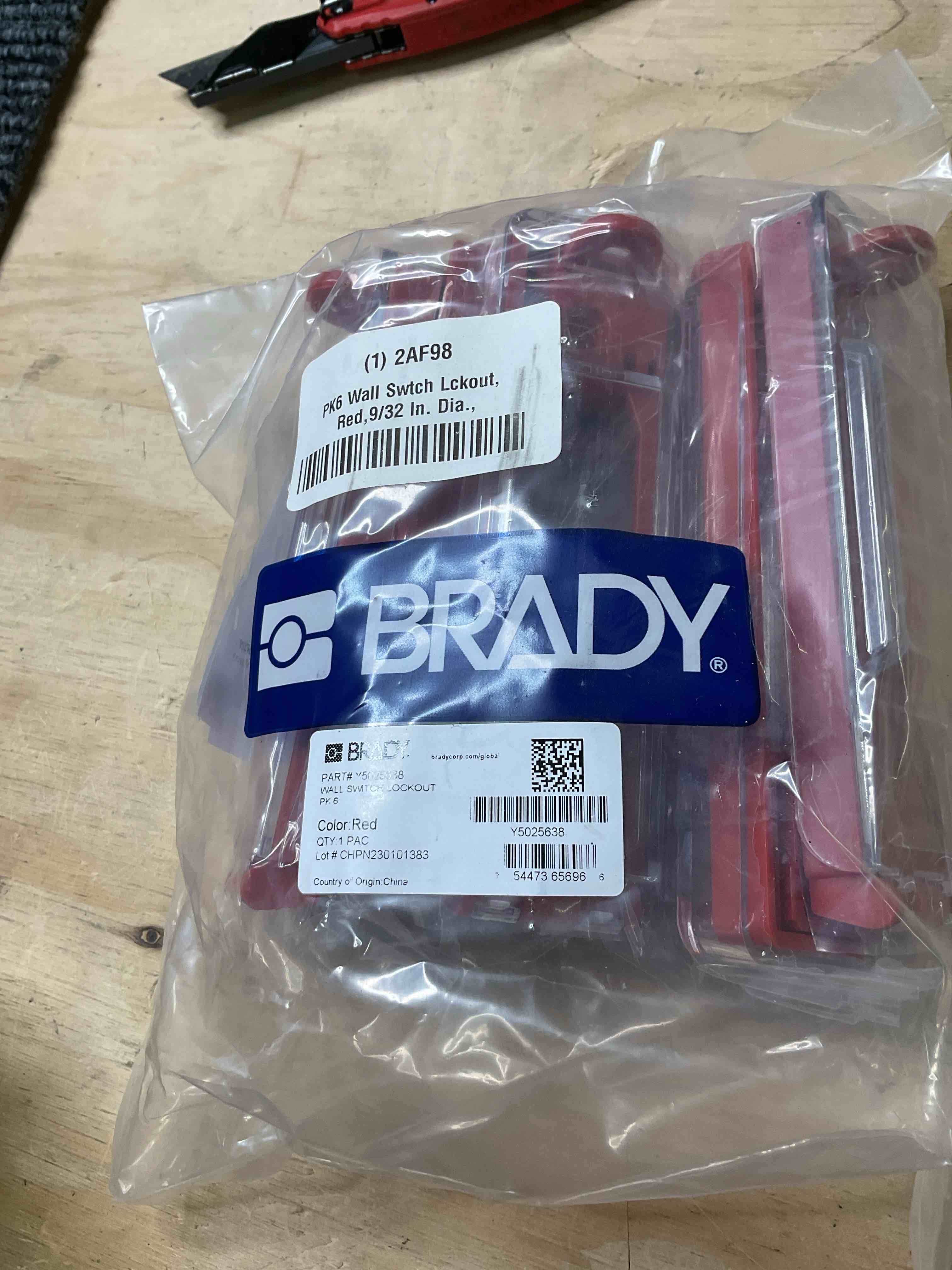 Brady Wall Switch Lockout -65696 Red