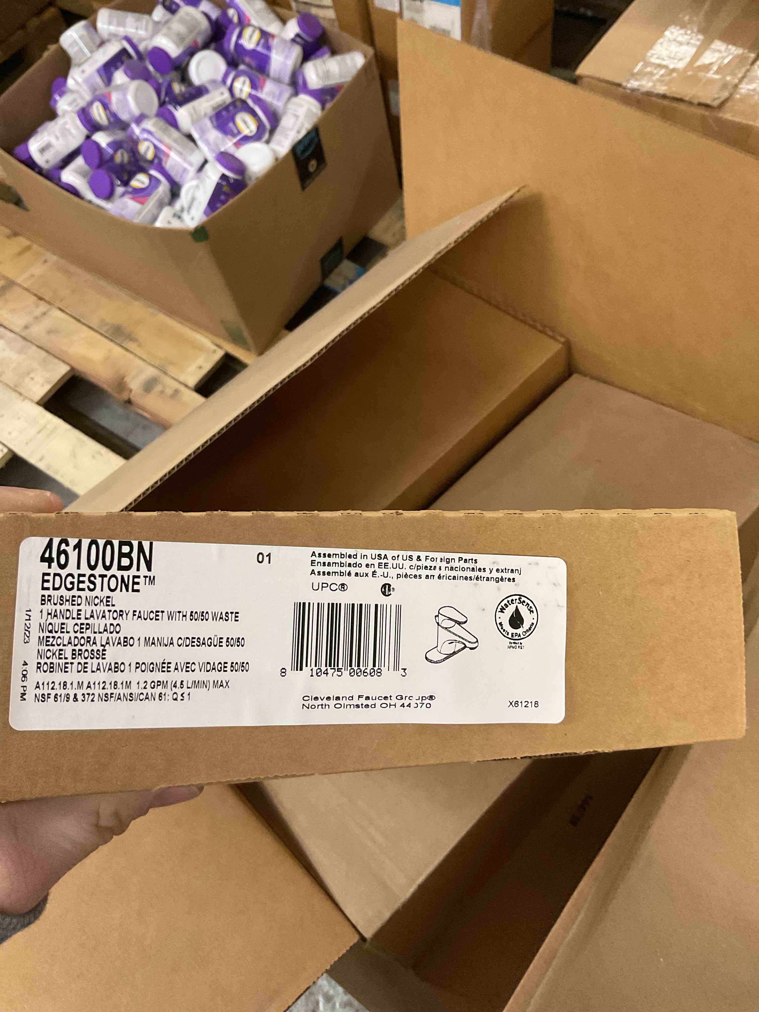 cleveland faucet group 46100bn 2478715 1.5 gpm edgestone centerset bathroom faucet with 50/50 waste assembly, brushed nickel