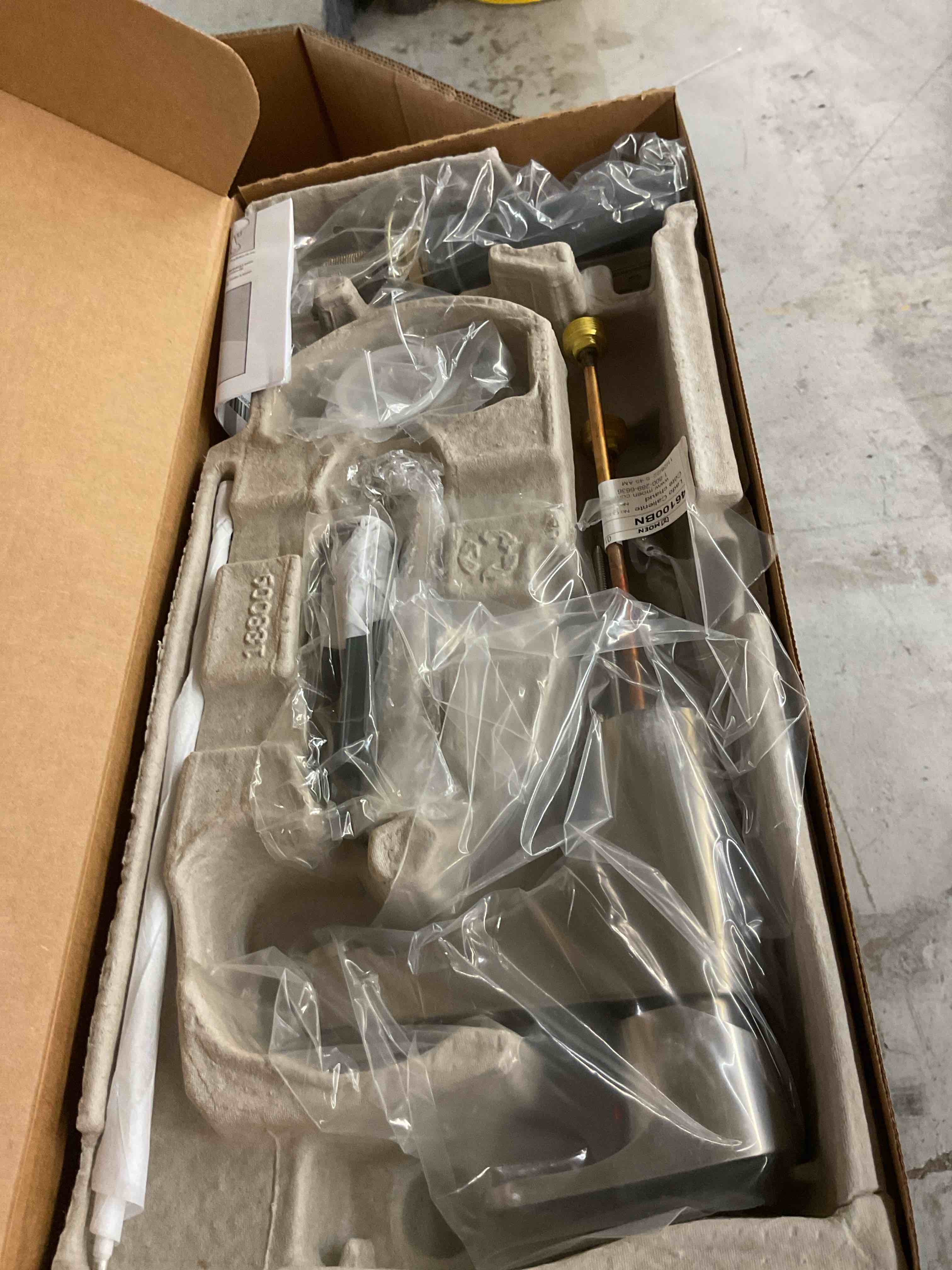 Condition photo showing New/Like New for CLEVELAND FAUCET GROUP 46100BN 2478715 1.5 gpm Edgestone Centerset Bathroom Faucet with 50/50 Waste Assembly, Brushed Nickel