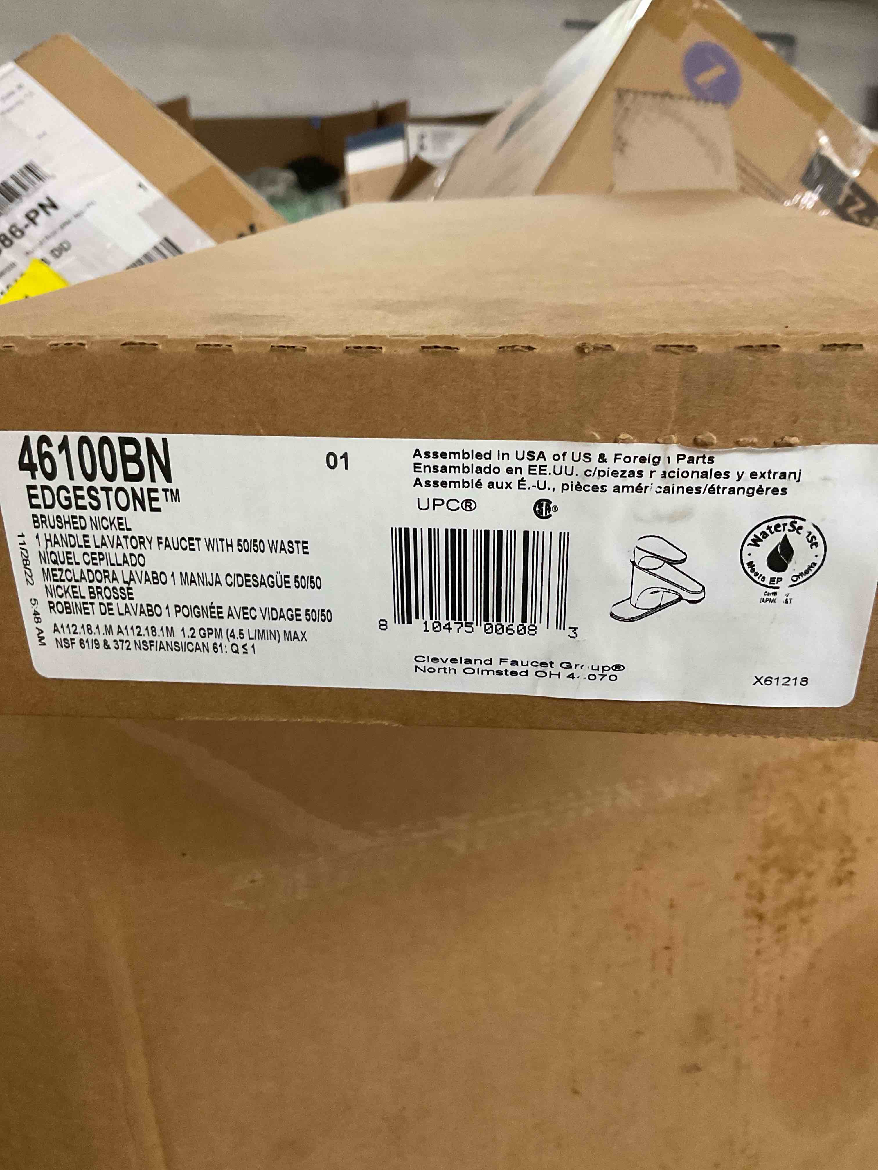 CLEVELAND FAUCET GROUP 46100BN 2478715 1.5 gpm Edgestone Centerset Bathroom Faucet with 50/50 Waste Assembly, Brushed Nickel