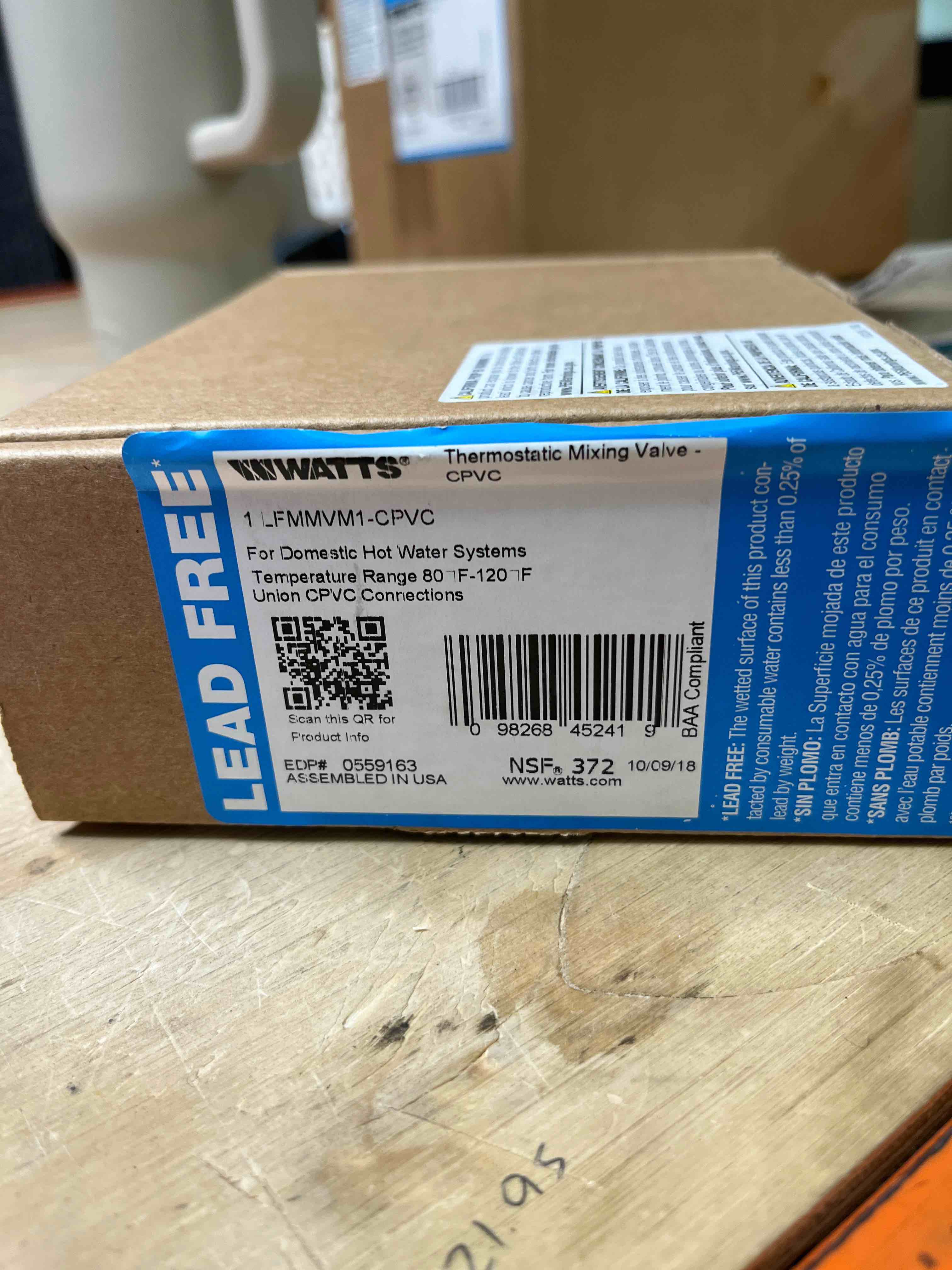 Watts LFMMVM1-UT 1/2" Thermostatic Mixing Valve