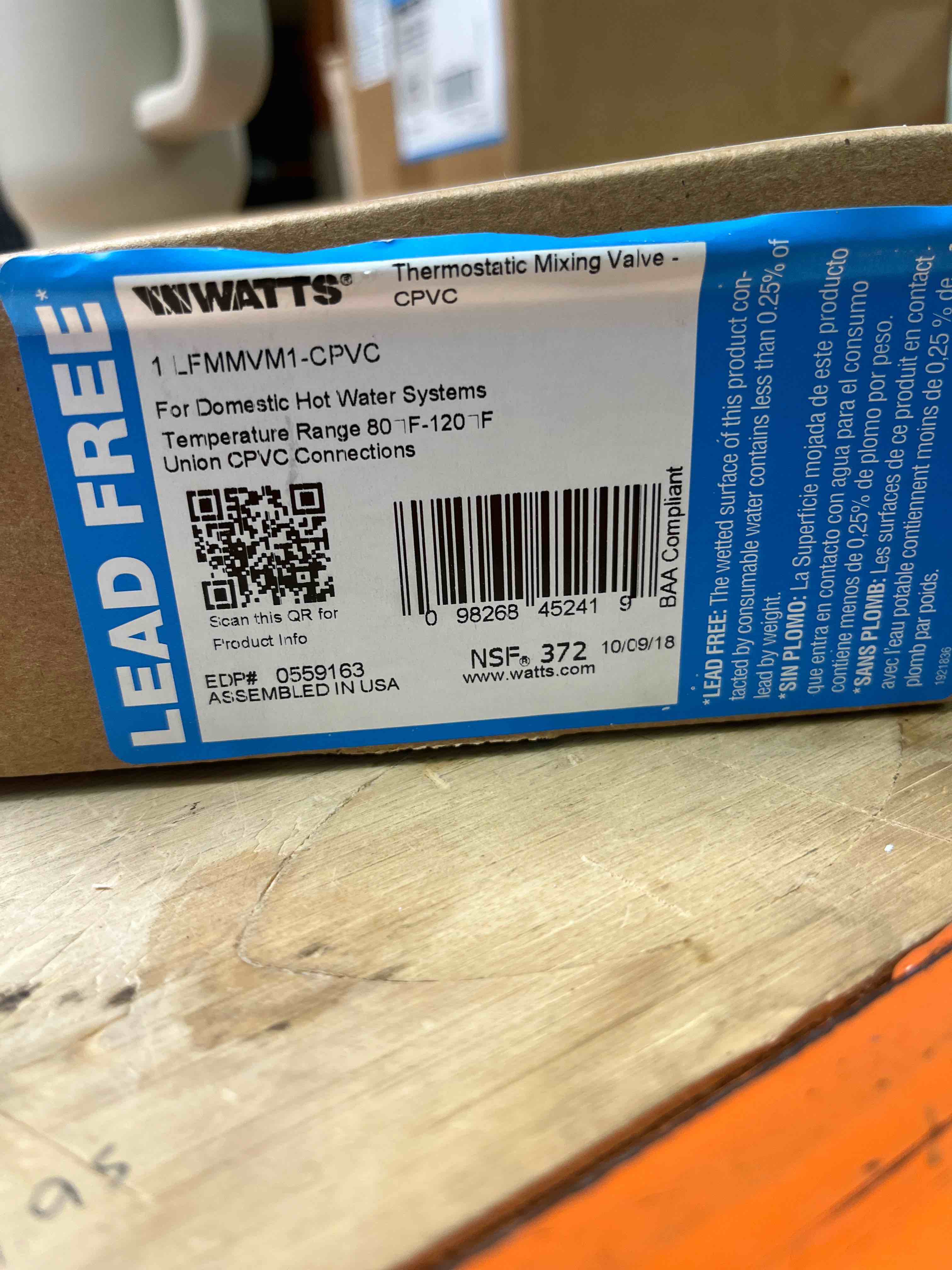 Watts LFMMVM1-UT 1/2" Thermostatic Mixing Valve