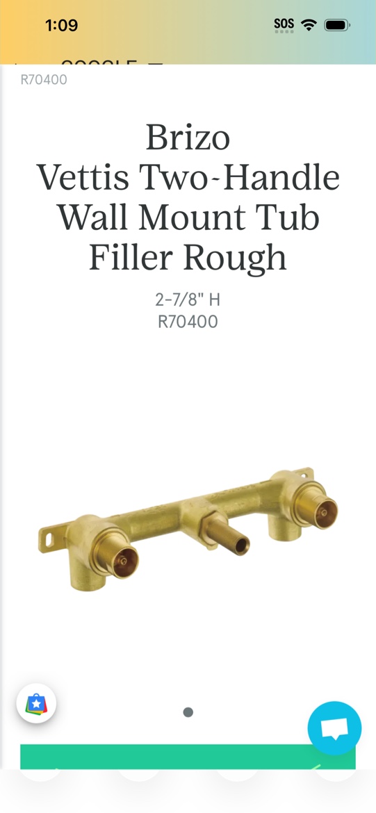 brizo R70400 wall mount tub filler rough 