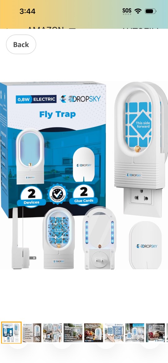 Dropsky Indoor Flying Insect Trap - Plug-in Bug Light Trap for Fruit Flies, Gnats and Houseflies - Odorless and Mess Free (2 Traps + 2 Glue Cards)