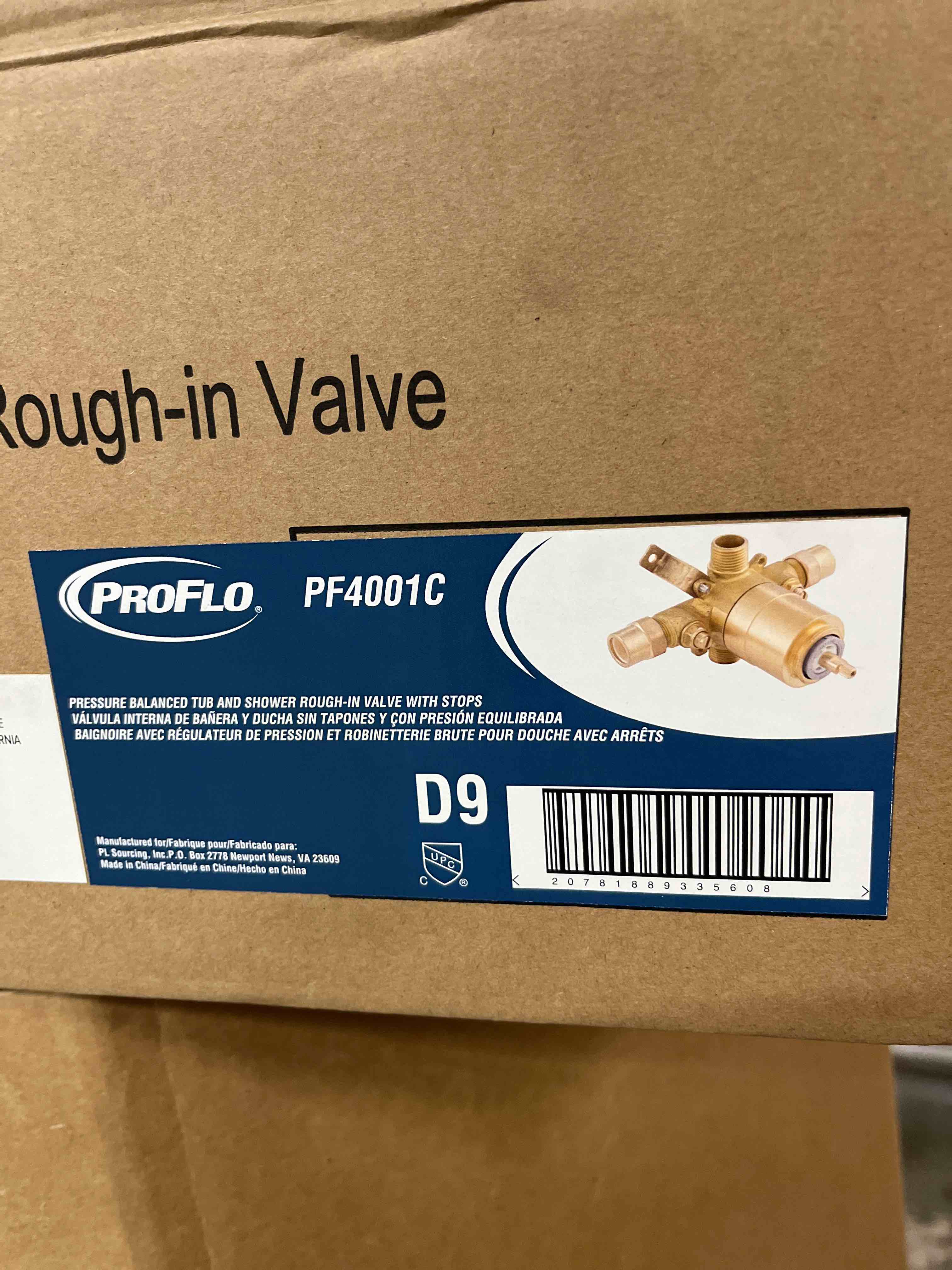 PROFLO PF4001C 4001 Series Pressure Balanced Tub and Shower Faucet Valve with Stops CPVC Connection - N/A QTY 6