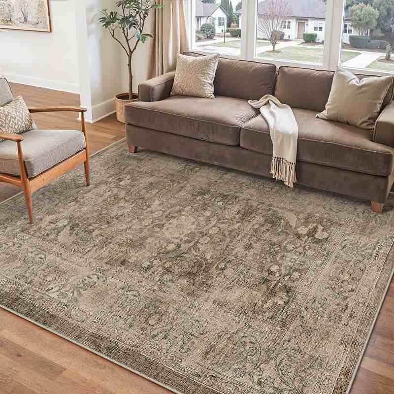 Bremerton Vintage Washable Area Rug With Non-Slip Backing 8 x 10