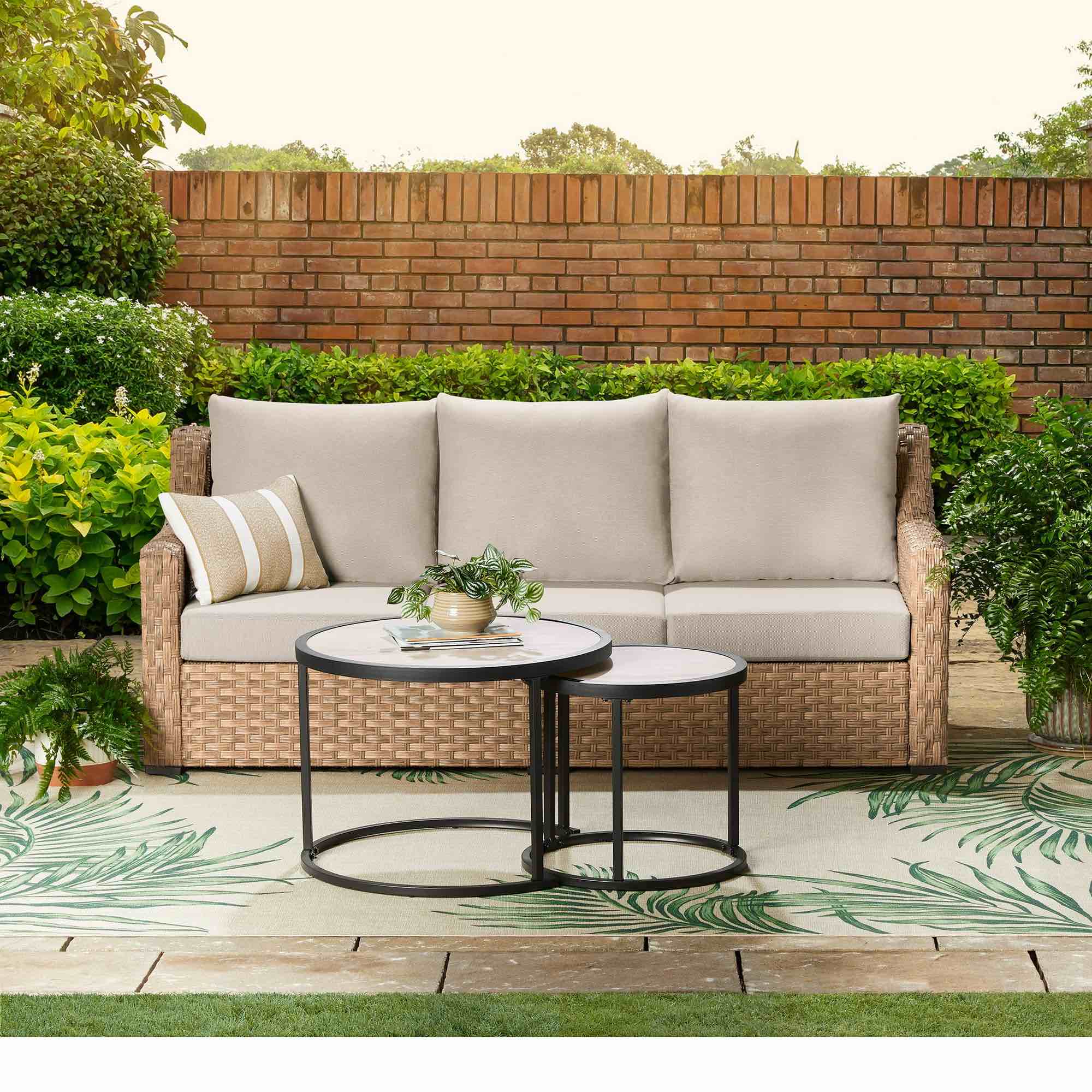 better homes & gardens river oaks sofa & nesting tables with patio cover