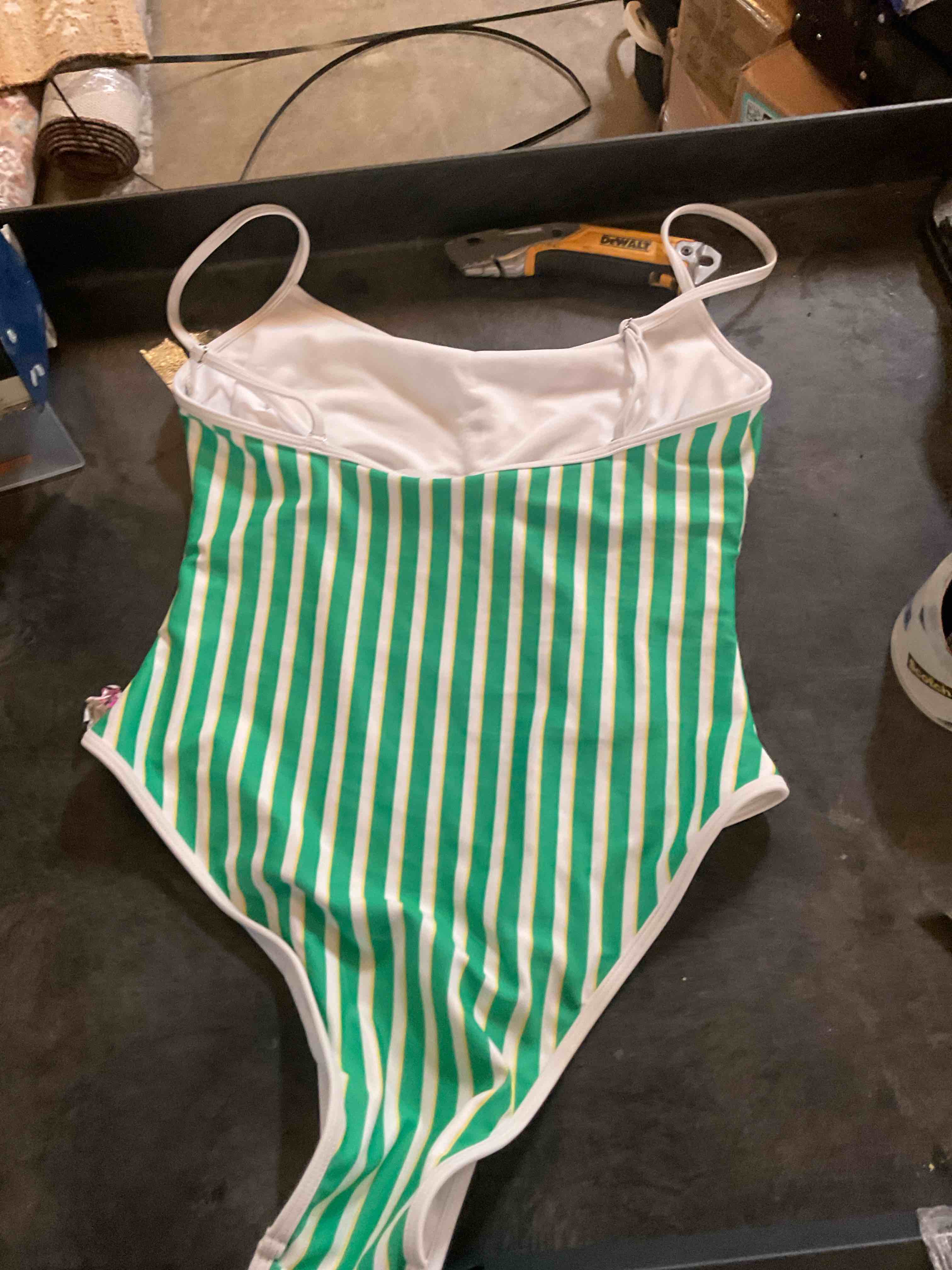 women’s green striped one piece
