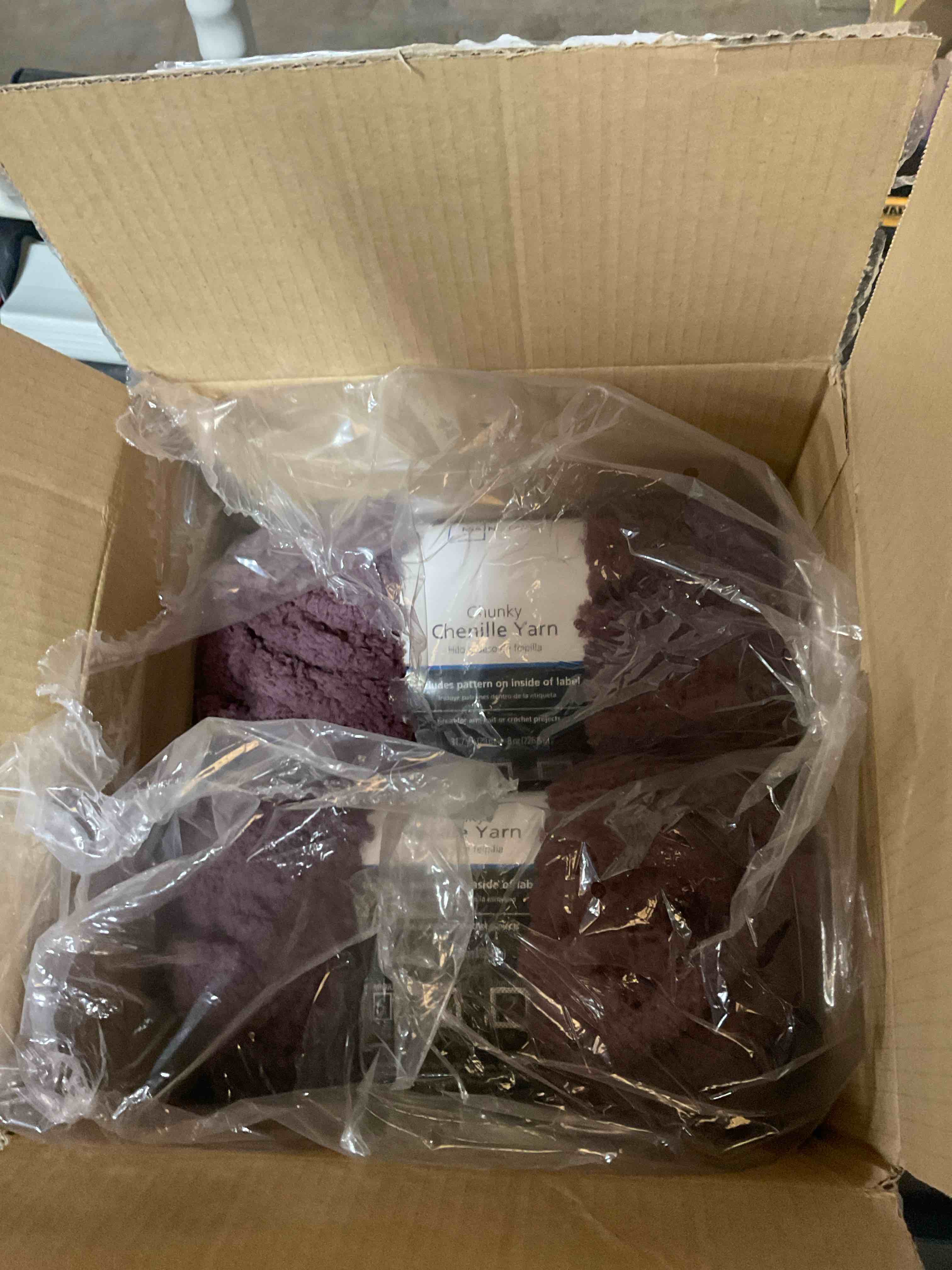 chunky purple chenille yarn 2 pcs