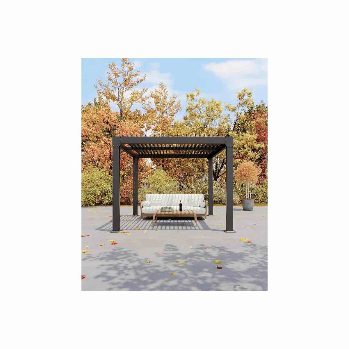 (INCOMPLETE) Louvered Pergola with Adjustable Roof, Reinforced Aluminum Frame & Integrated Drainage Outdoor Gazebo for Patio, Garden, Backyard