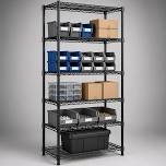 3850 LBS Steel Garage Shelving Unit, Adjustable Industrial Rack, Matte Black Metal Standing Utility Shelf for Warehouse, Pantry, Basement, Kitchen, Workshop