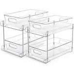 Under Sink Organizer 4-Pack, Clear Acrylic 2-Tier Pull Out Cabinet Drawers For Bathroom Vanity Storage, Makeup Medicine Organizer For Pantry Cabinet