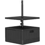 Weighted Umbrella Stand with Table Tray, Heavy Duty Patio Umbrella Weighted Base with Wheels, Handles, 176lbs with Stand Filling, Patio Umbrella Base Weight for Garden Poolside,