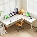 Electric Standing Desk With Memory Controller, Height Adjustable Standing Desk With Versatile Hooks,L-Shaped Standing Desk For Home Office