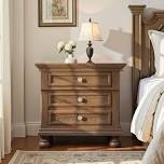 bilal 26'' w classic solid wood 2-drawer nightstand with roman column legs,minimal assembly needed